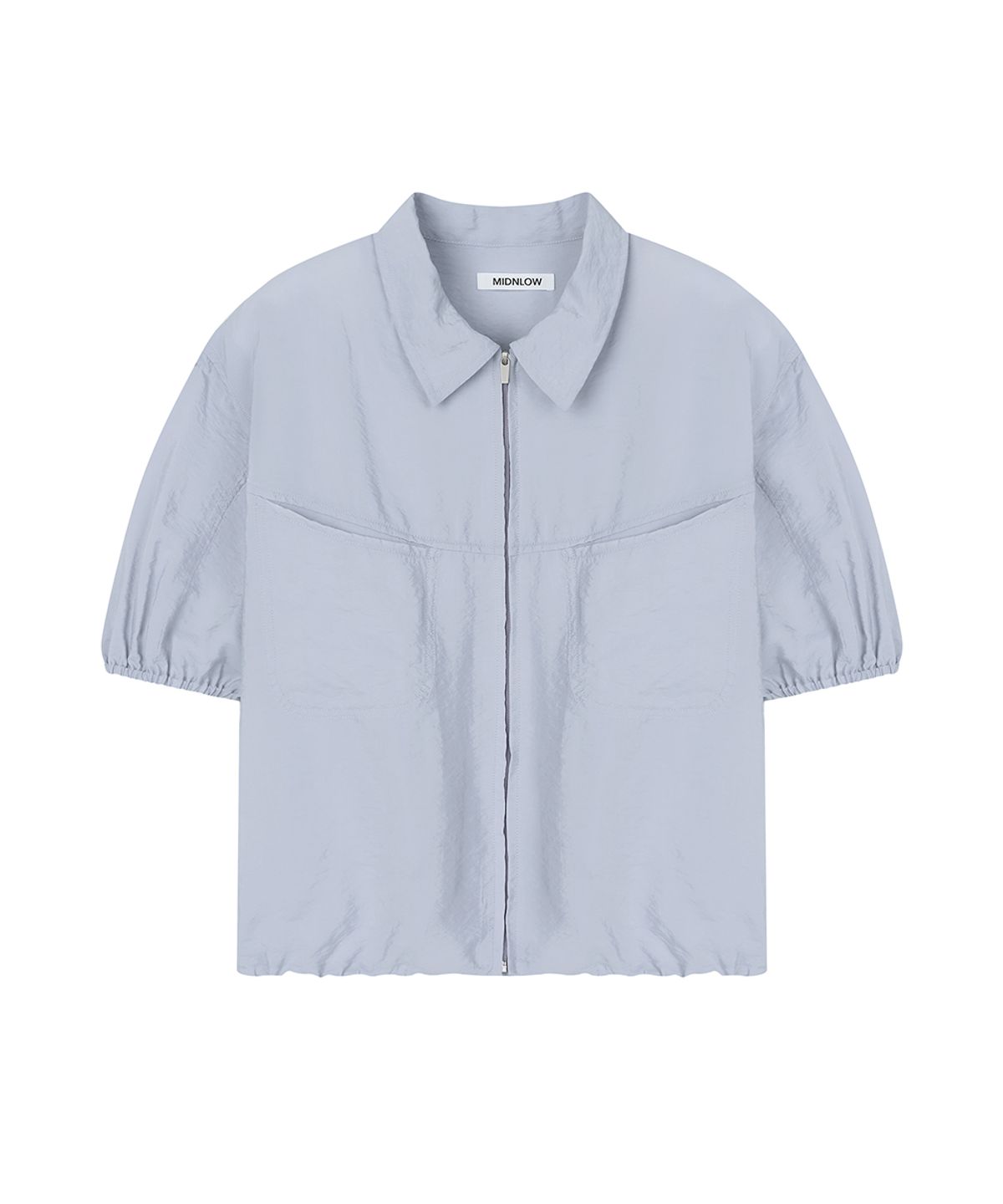 미드앤로우(MIDNLOW) Short Sleeve Zip-up Shirts (Sky Blue)