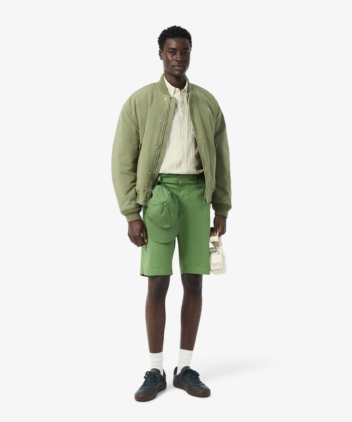 라코스테(LACOSTE) 남성 린넨 스트라이프 반팔 셔츠 CH8061-56G 374