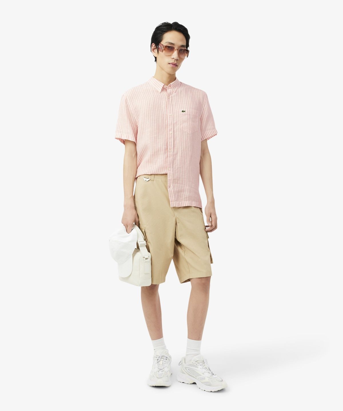 라코스테(LACOSTE) 남성 린넨 스트라이프 반팔 셔츠 CH8061-56G TIM