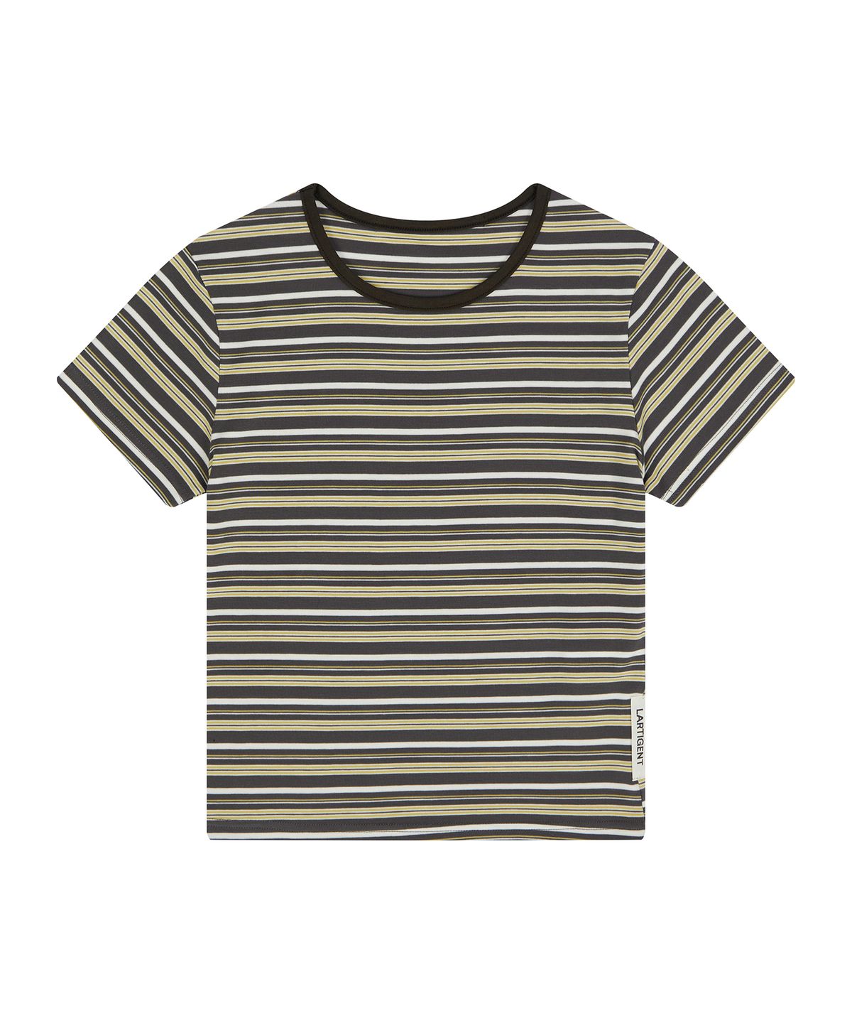 라티젠(LARTIGENT) L23 STRIPE SLIM T-SHIRT(CHARCOAL)