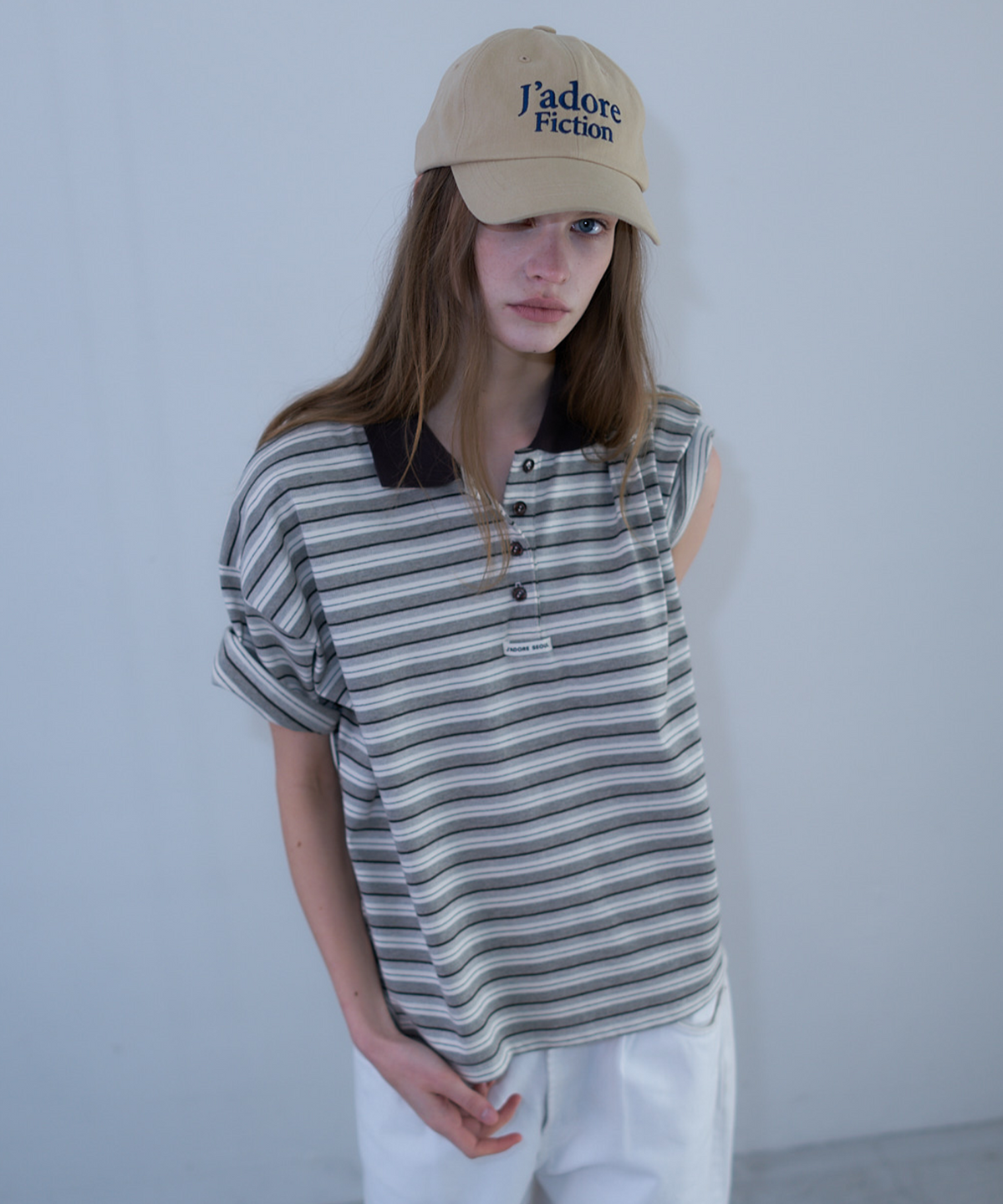 라티젠(LARTIGENT) L23 STRIPE COLLAR T-SHIRT(BROWN)