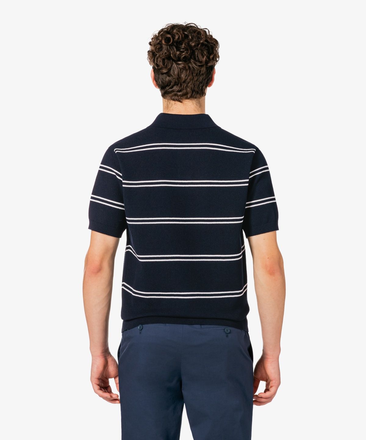 라코스테(LACOSTE) 남성 오픈카라 핀 스트라이프 반팔 스웨터 폴로 셔츠 PH396E-56G 166