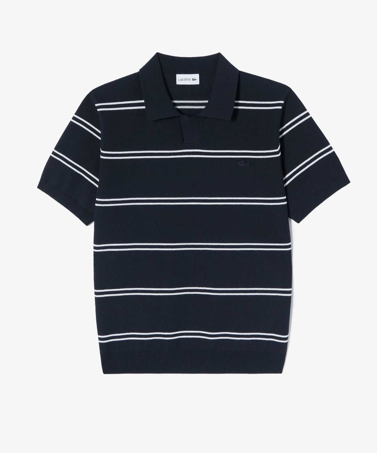 라코스테(LACOSTE) 남성 오픈카라 핀 스트라이프 반팔 스웨터 폴로 셔츠 PH396E-56G 166
