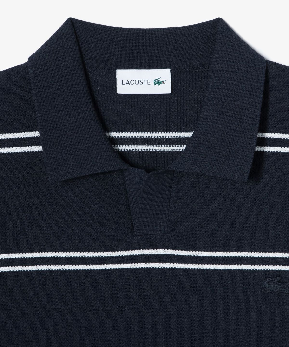 라코스테(LACOSTE) 남성 오픈카라 핀 스트라이프 반팔 스웨터 폴로 셔츠 PH396E-56G 166