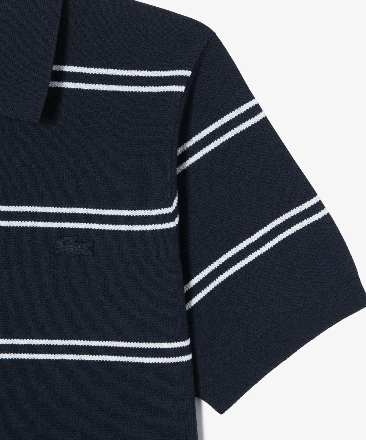 라코스테(LACOSTE) 남성 오픈카라 핀 스트라이프 반팔 스웨터 폴로 셔츠 PH396E-56G 166
