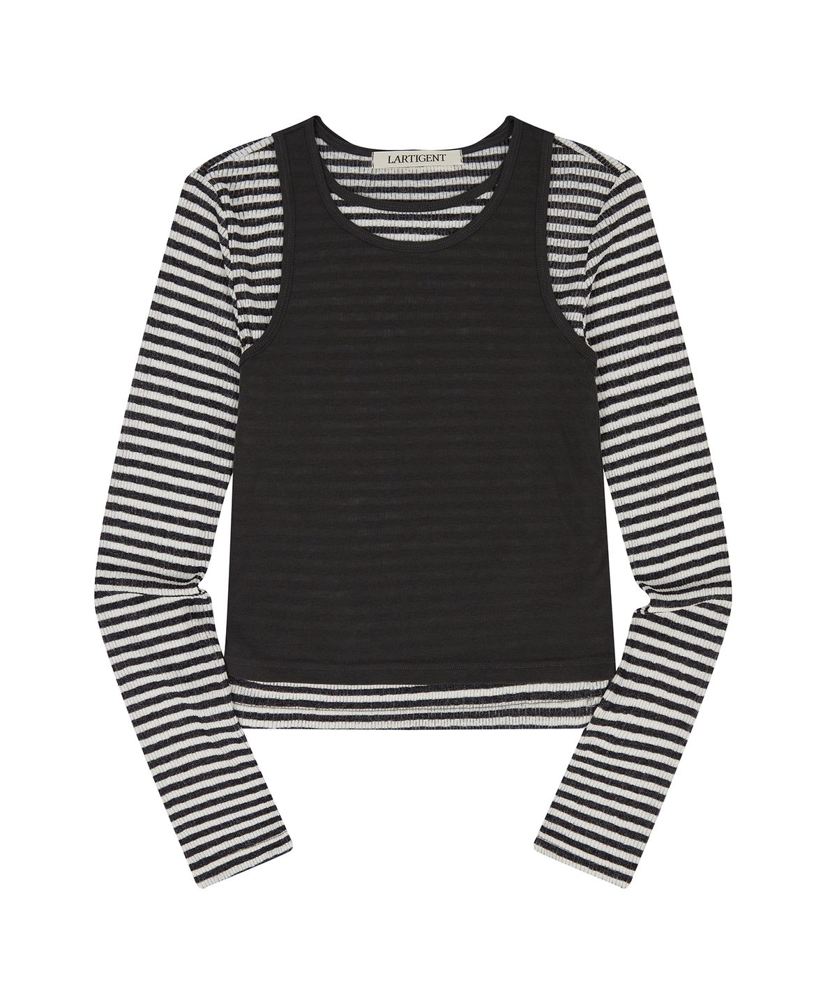 라티젠(LARTIGENT) L23 STRIPE LAYERED SET(CHARCOAL)