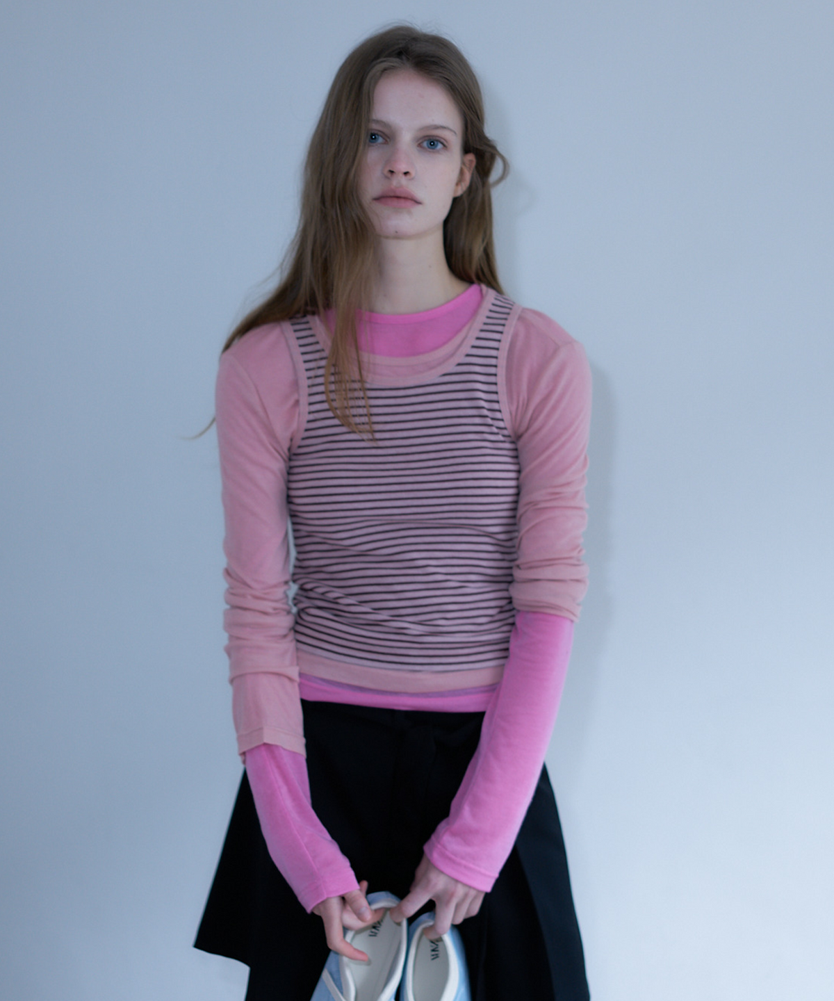 라티젠(LARTIGENT) L23 STRIPE LAYERED SET(PINK)