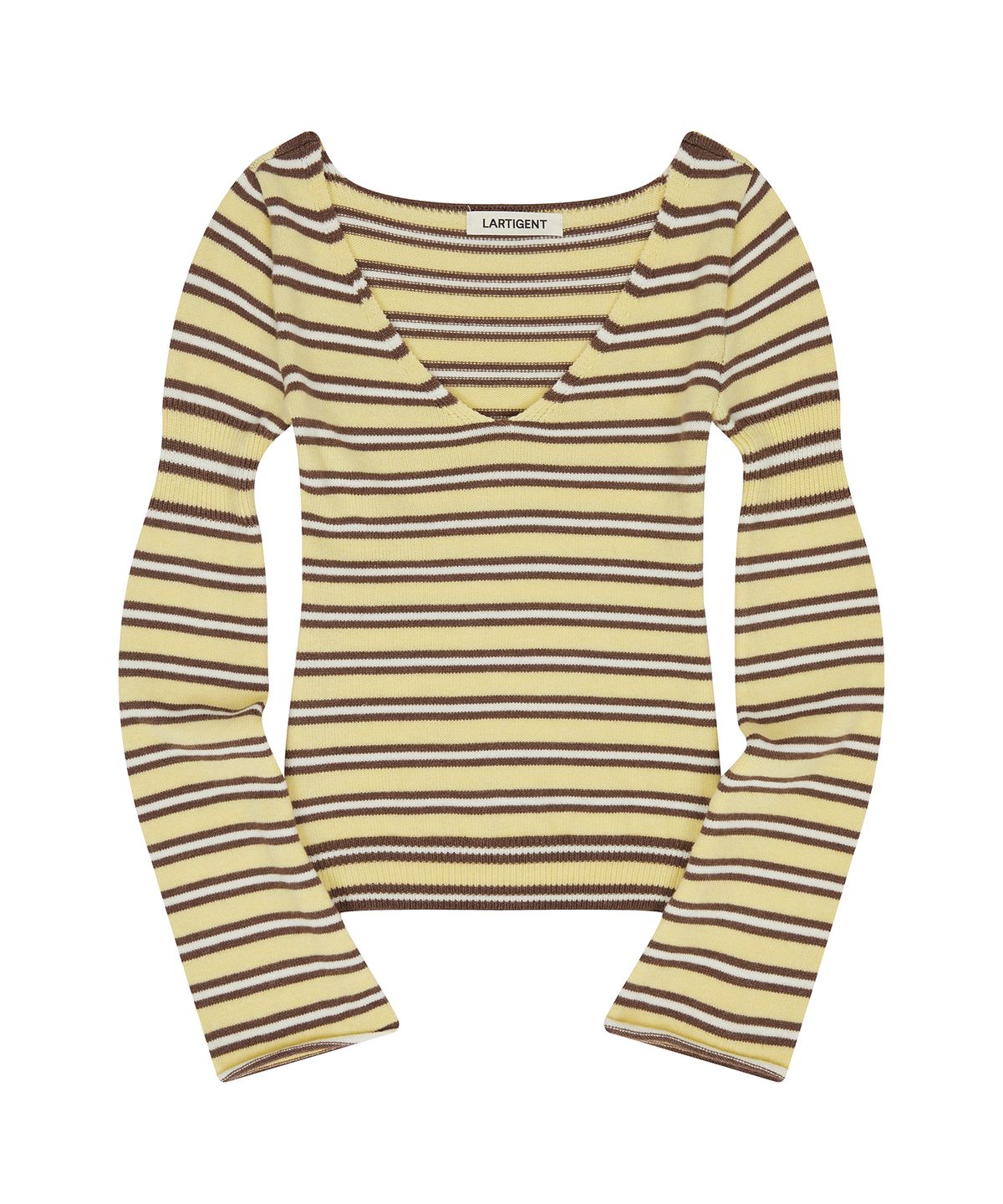 L23 STRIPE DEEP V-NECK KNIT(YELLOW)