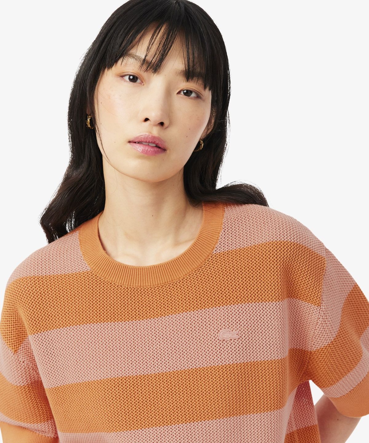 라코스테(LACOSTE) 여성 썸머 스트라이프 반팔 스웨터 AF9859-56G 4IM