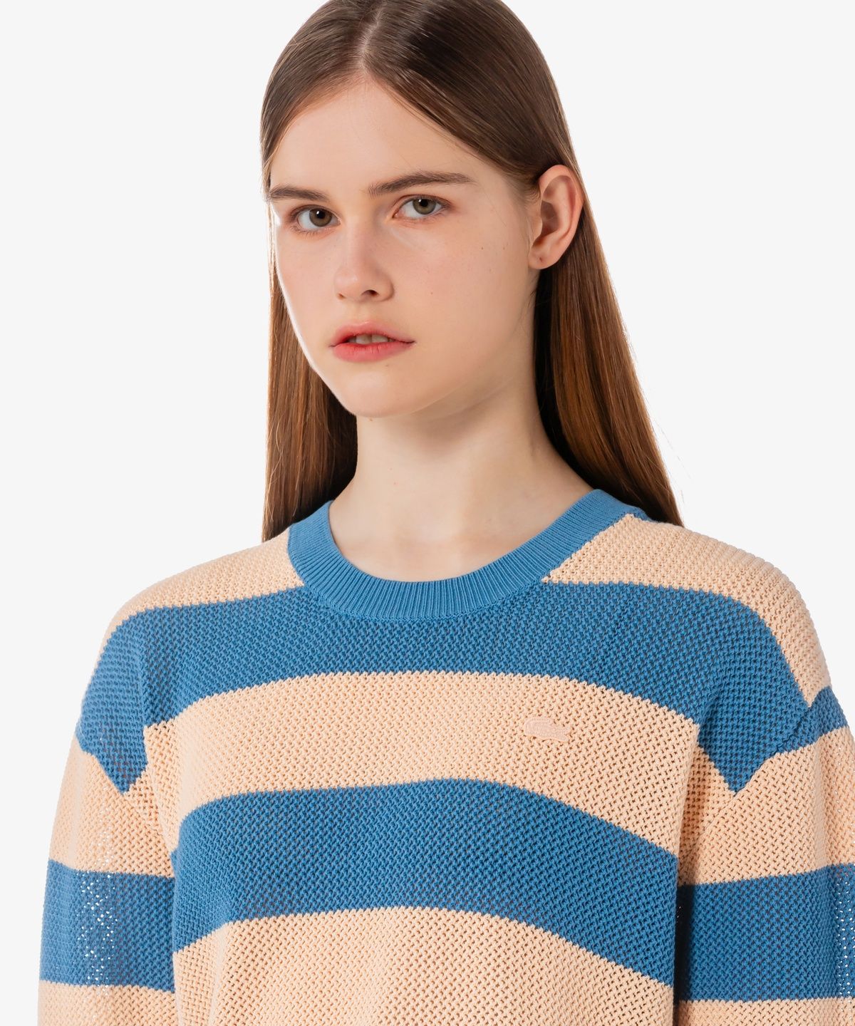 라코스테(LACOSTE) 여성 썸머 스트라이프 반팔 스웨터 AF9859-56G 4IP