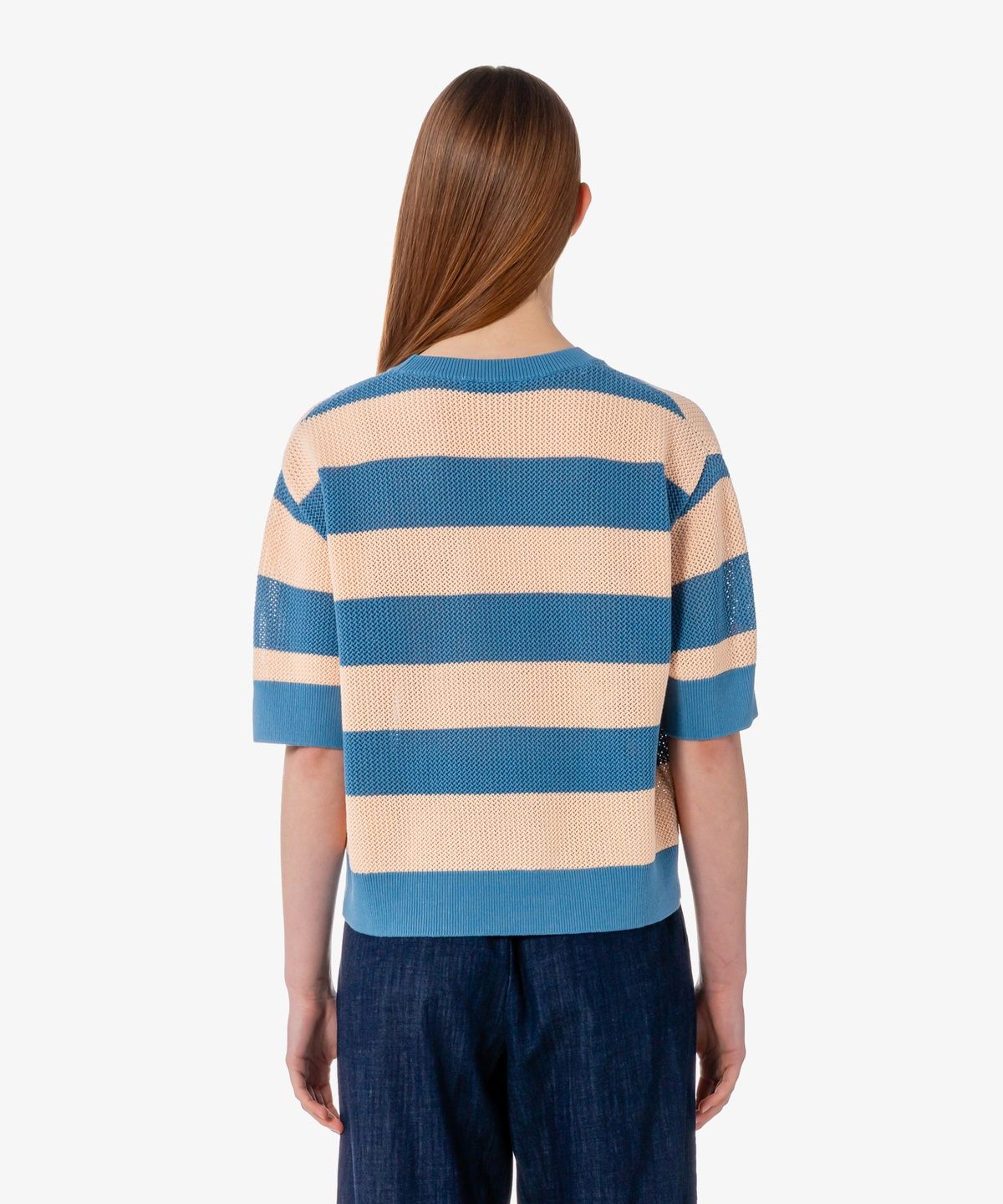 라코스테(LACOSTE) 여성 썸머 스트라이프 반팔 스웨터 AF9859-56G 4IP