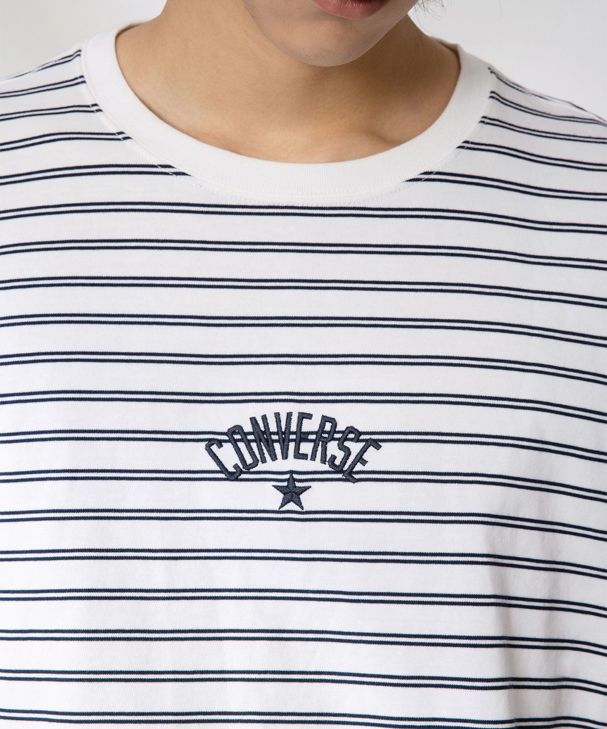 컨버스(CONVERSE) 스트라이프 로고 루즈 핏 티셔츠 에그렛 UCJ690-W2Y