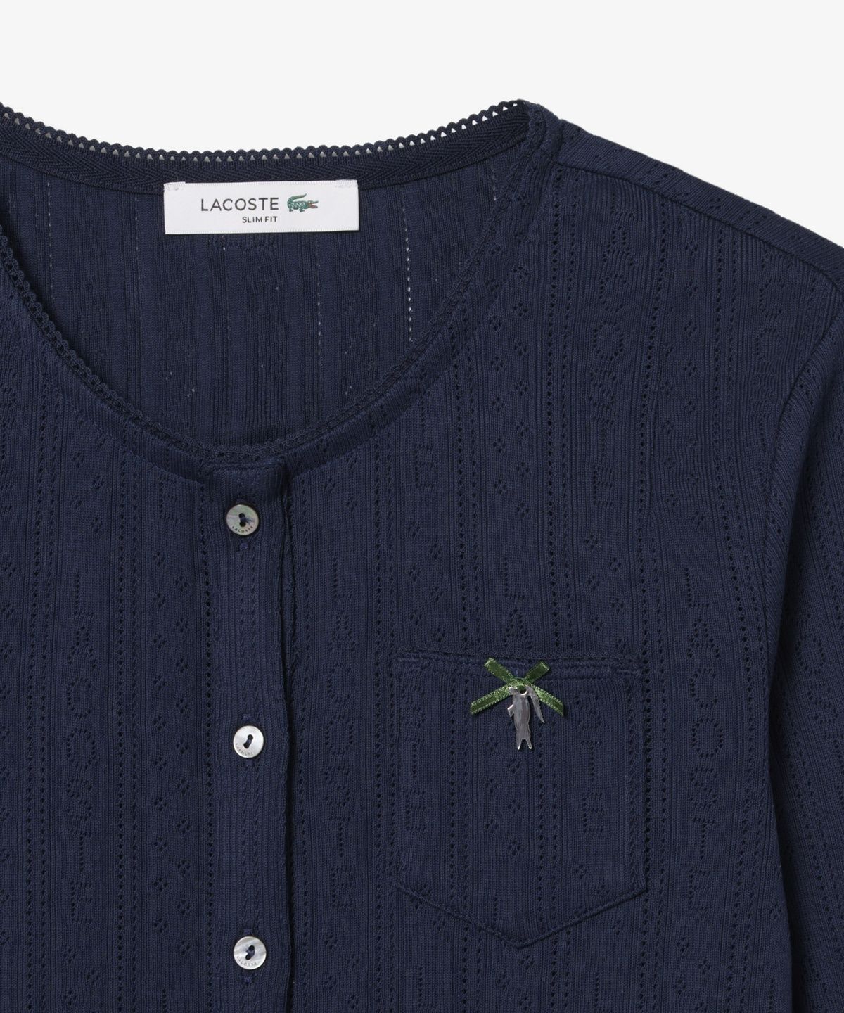 라코스테(LACOSTE) 여성 포인텔 리본 크록 긴팔 가디건 TF9866-56G 166