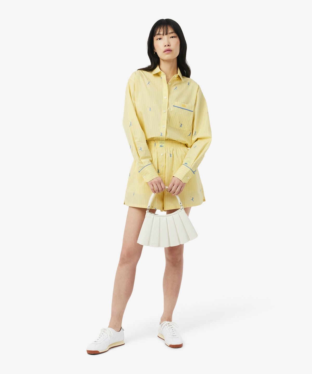 라코스테(LACOSTE) 여성 자수 포인트 스트라이프 셔츠 CF0586-56G 2IA
