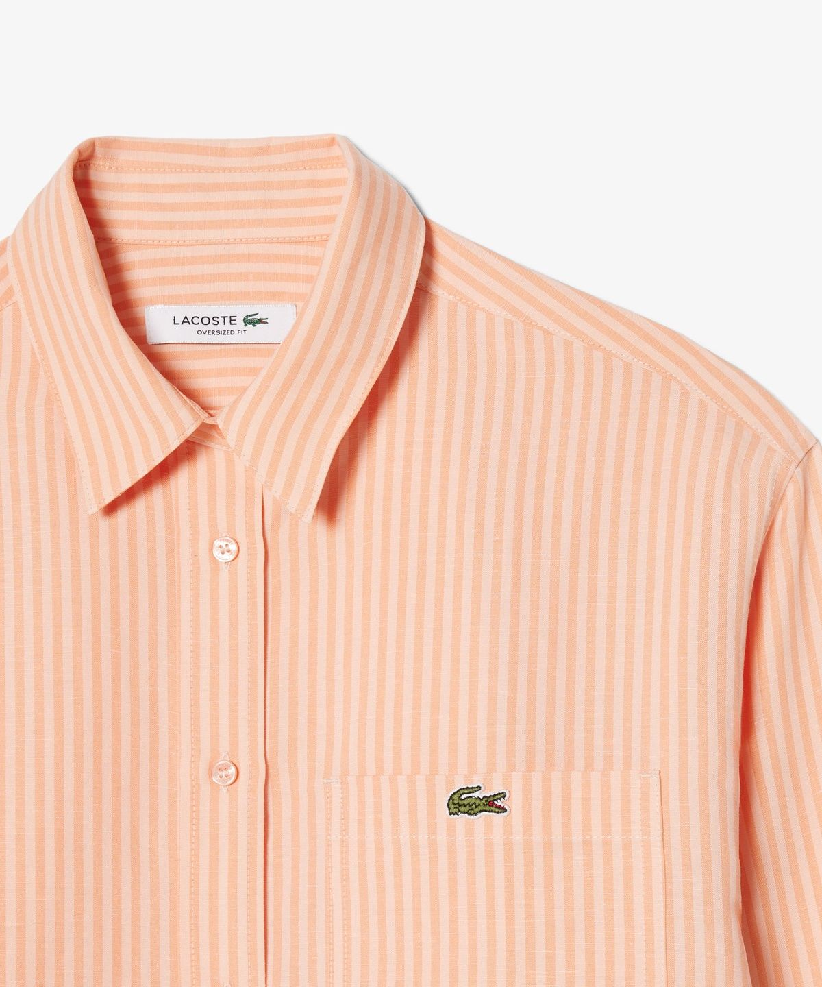 라코스테(LACOSTE) 여성 린넨 블렌디드 스트라이프 셔츠 CF1429-56G 4HI