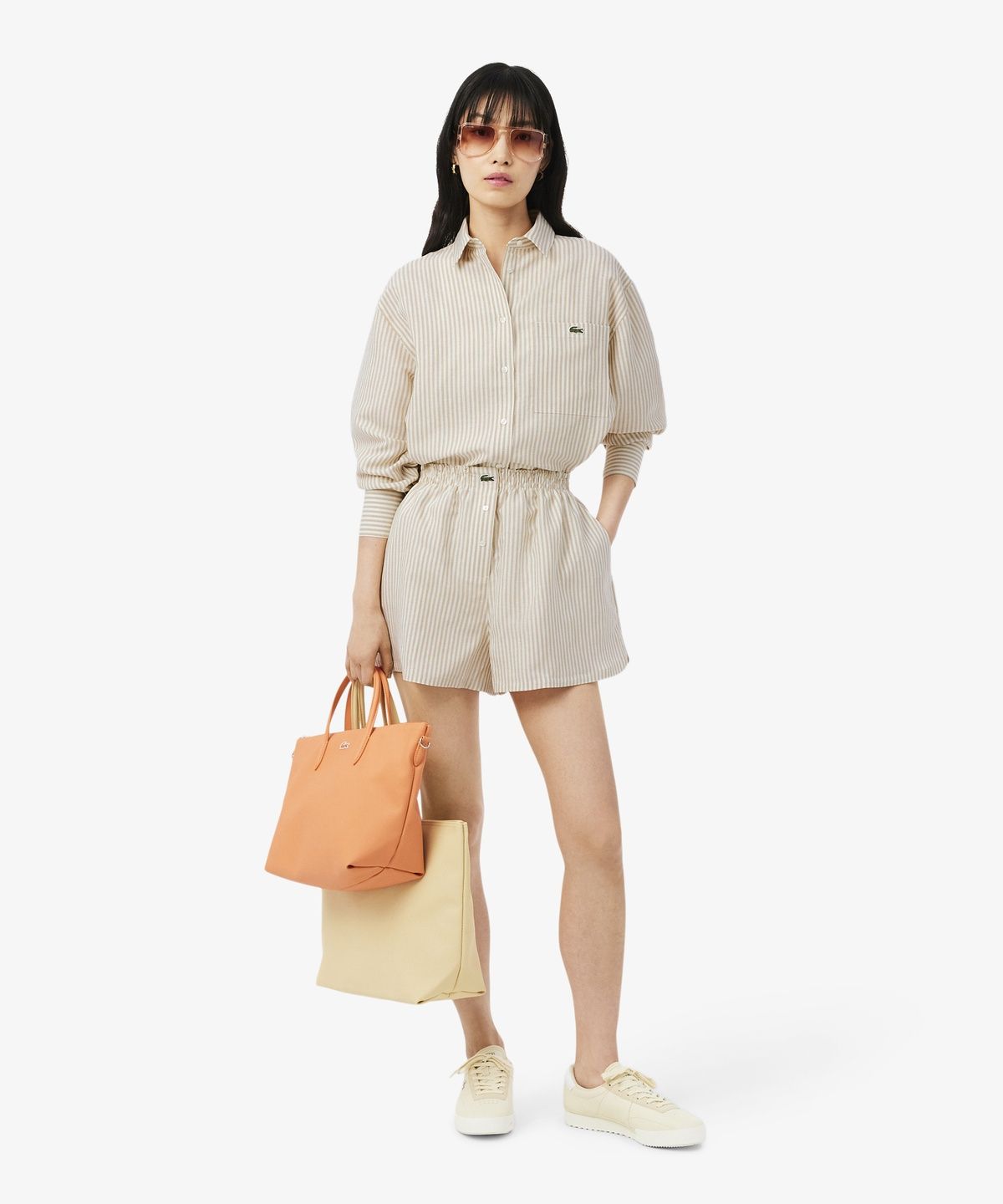 라코스테(LACOSTE) 여성 린넨 블렌디드 스트라이프 셔츠 CF1429-56G 8GI