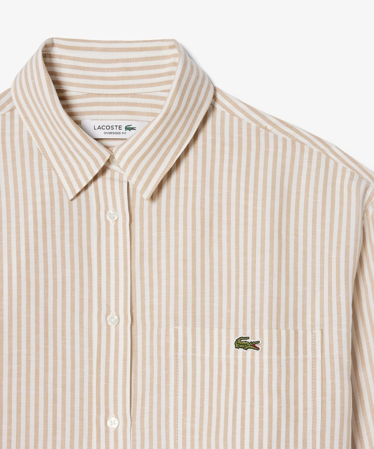 라코스테(LACOSTE) 여성 린넨 블렌디드 스트라이프 셔츠 CF1429-56G 8GI