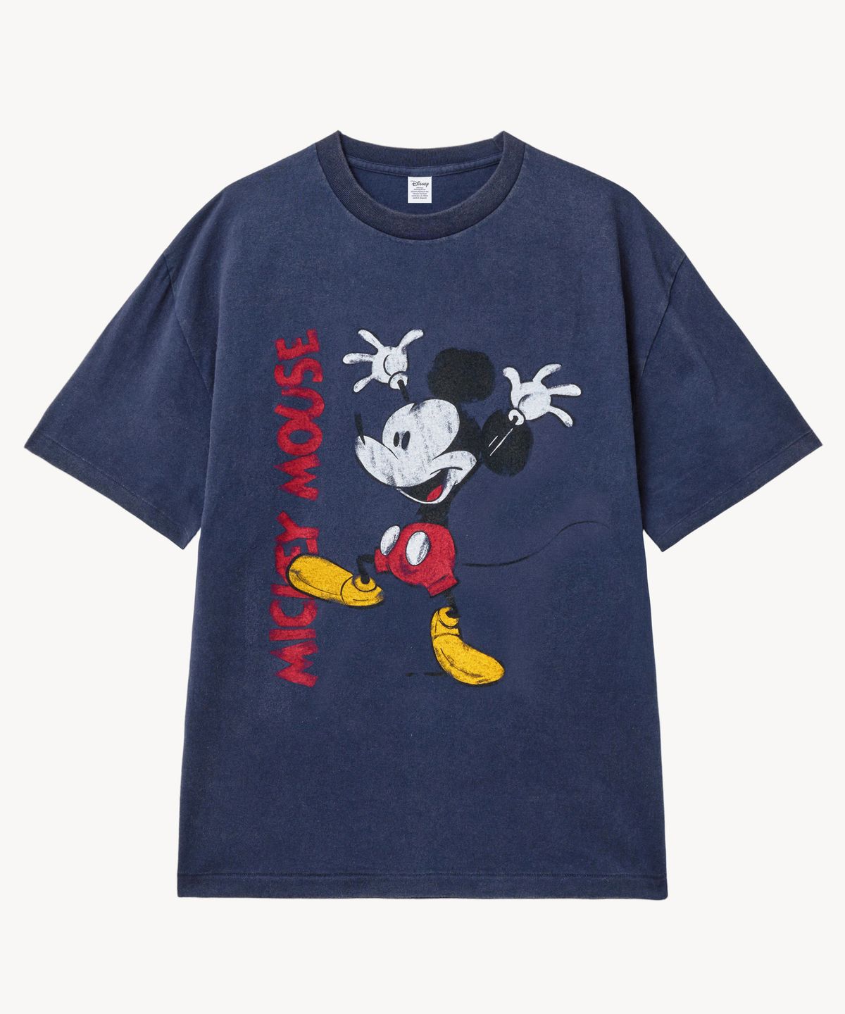 브이투(VTWO) 페이드 워싱 치키 _미키_ 티셔츠 (NAVY)