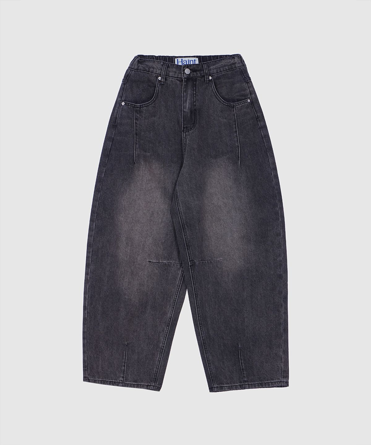 헤인트(HAINT) WIDE VOLUME BAGGY FIT BANDING DENIM PANTS 2COL_CHARCOAL