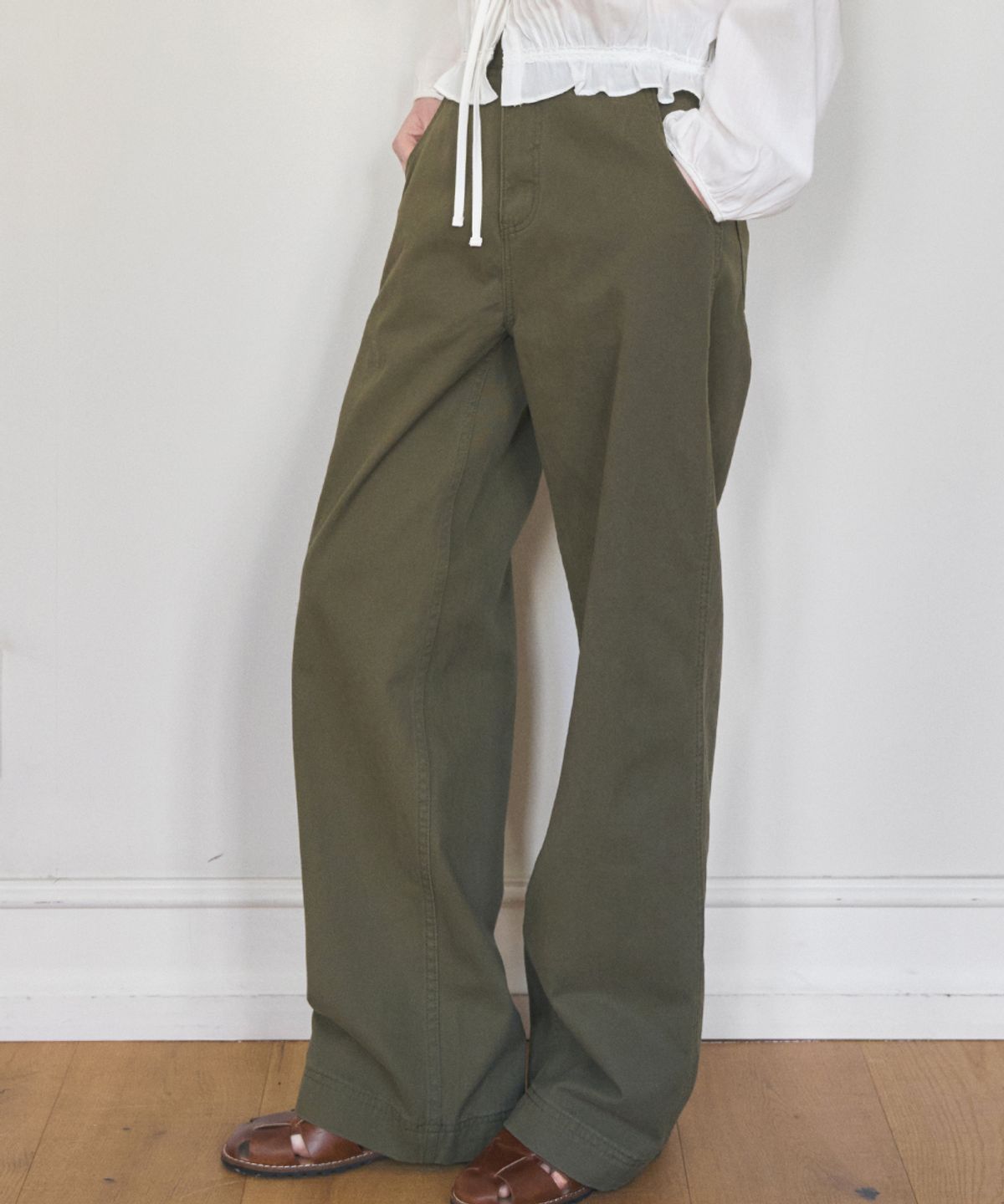 헤인트(HAINT) STANDARD STRAIGHT EASY FIT COTTON PANTS 5COL_DEEP KHAKI