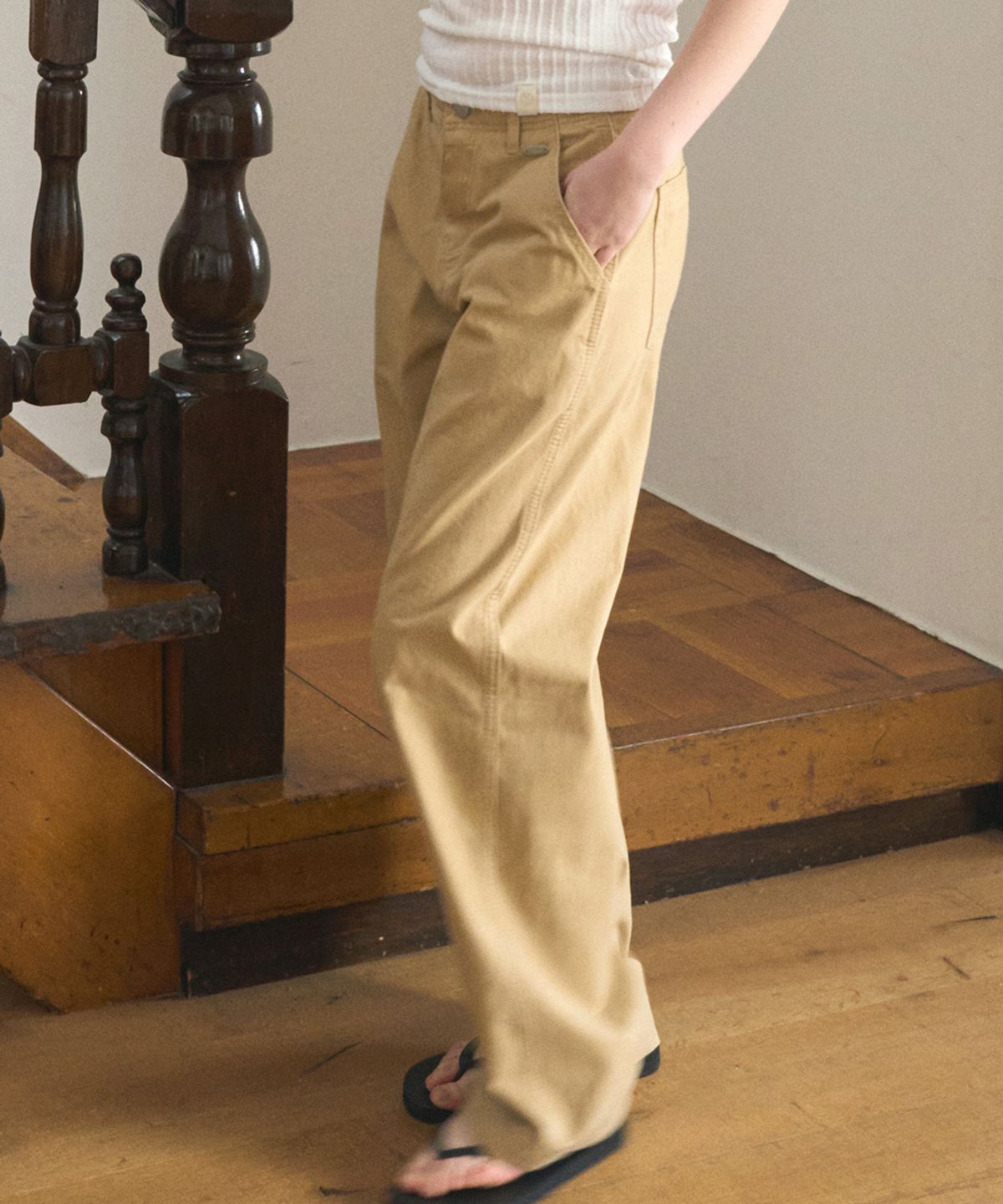 헤인트(HAINT) STANDARD STRAIGHT EASY FIT COTTON PANTS 5COL_BEIGE