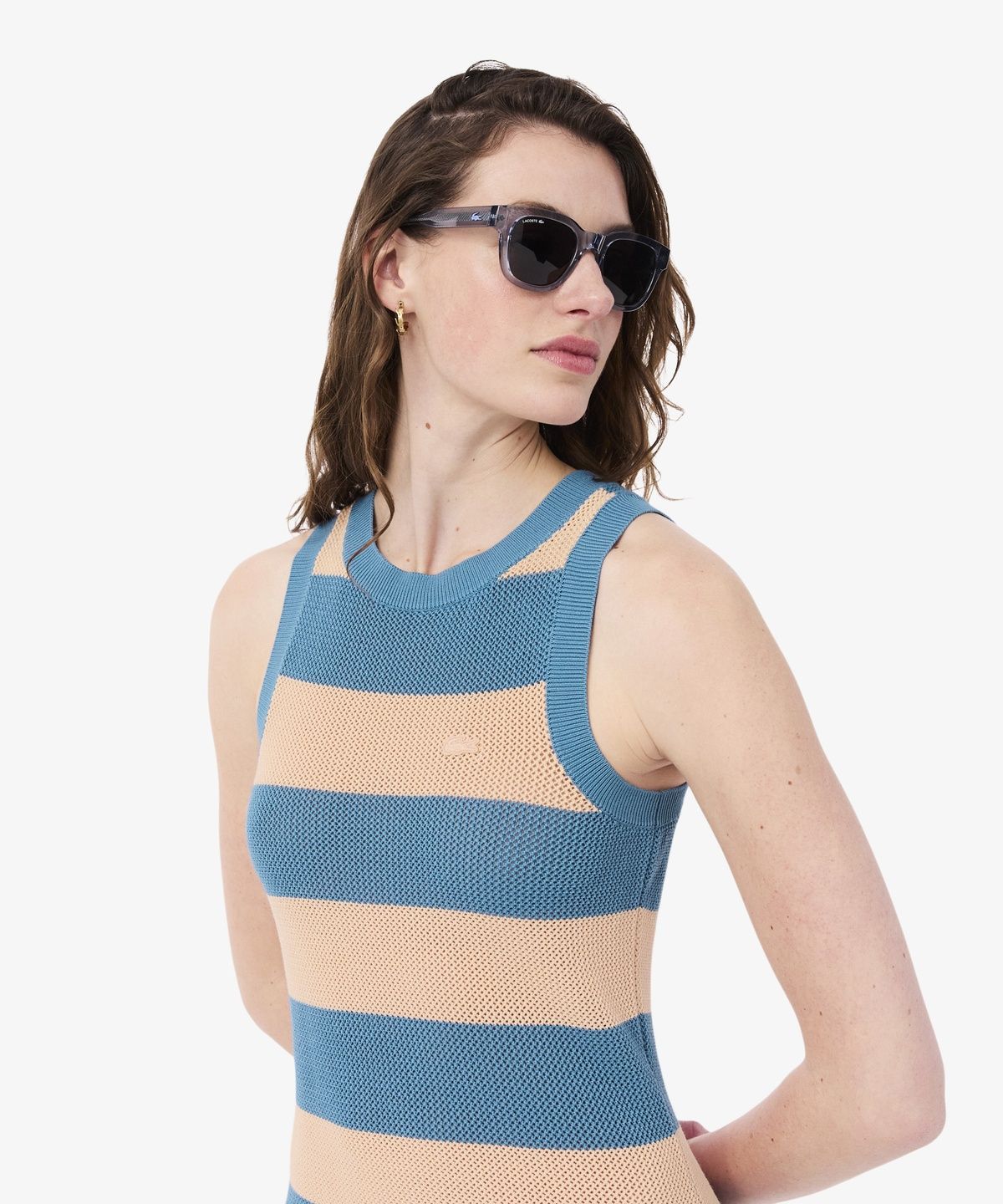 라코스테(LACOSTE) 여성 스트라이프 슬리브리스 원피스 EF8922-56G 4IP