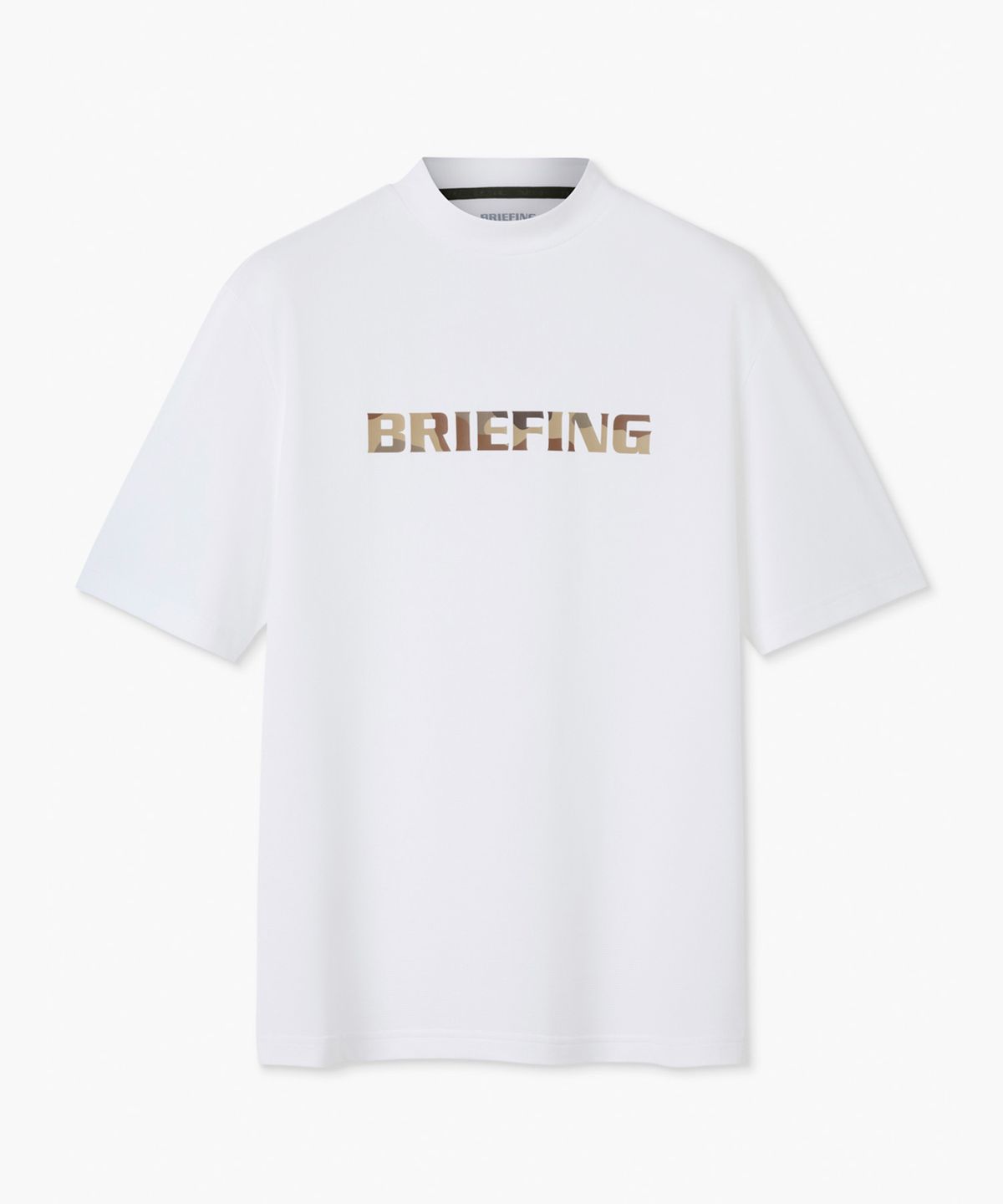 브리핑 골프(BRIEFING GOLF) 남자 카모 로고 하이넥_화이트