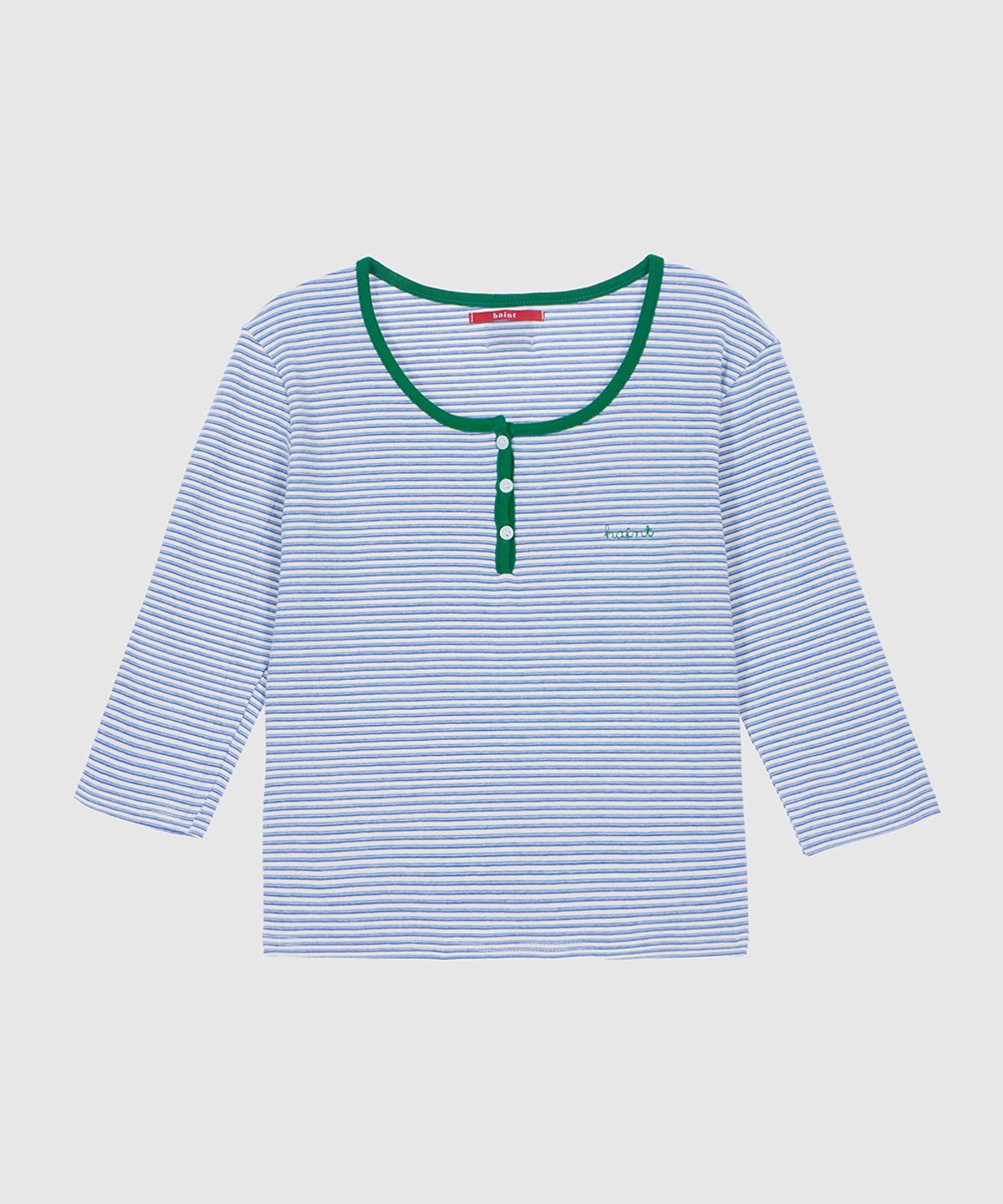 헤인트(HAINT) STRIPE HENRY-NECK T-Shirts 2COL_BLUE