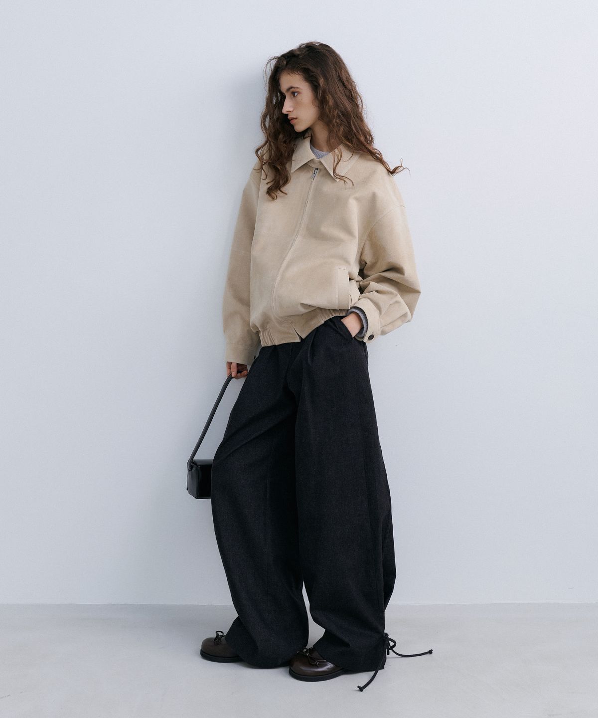 에핑글러(EPINGLER) BOMBER JACKET - ASH BEIGE LEATHER