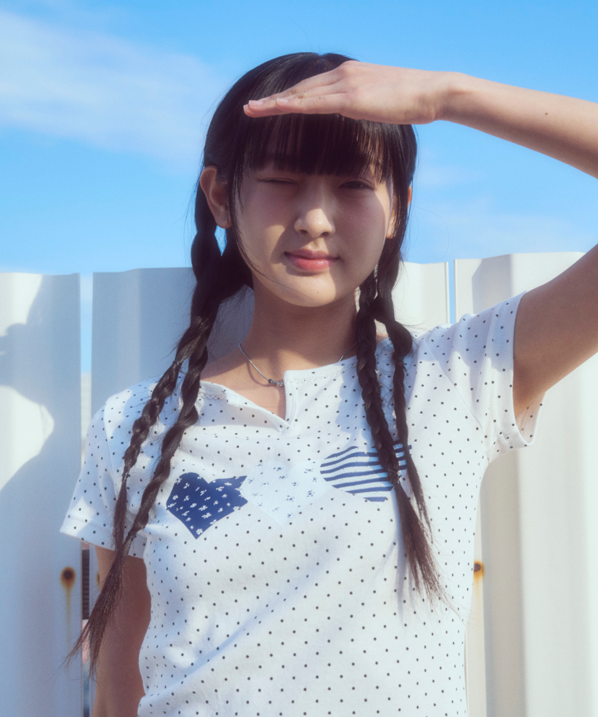 로긴 앤 로지(ROGIN N ROSIE) Race Dot Point Heart T-shirt White