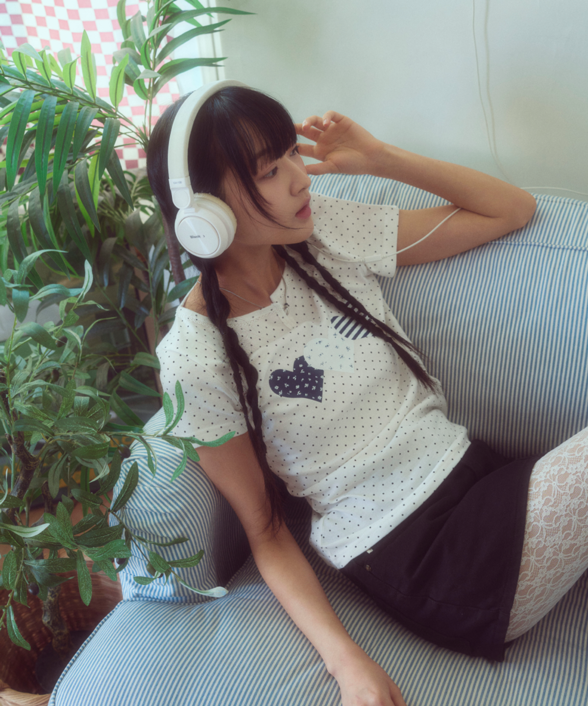 로긴 앤 로지(ROGIN N ROSIE) Race Dot Point Heart T-shirt White