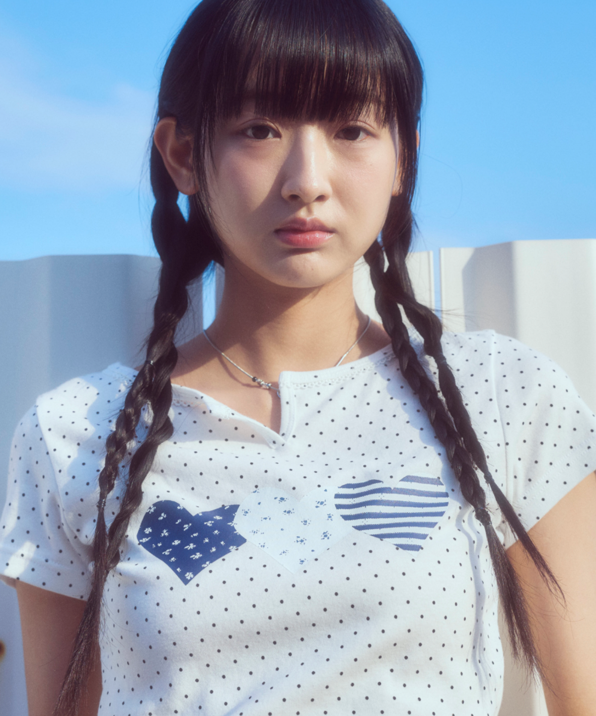 로긴 앤 로지(ROGIN N ROSIE) Race Dot Point Heart T-shirt White