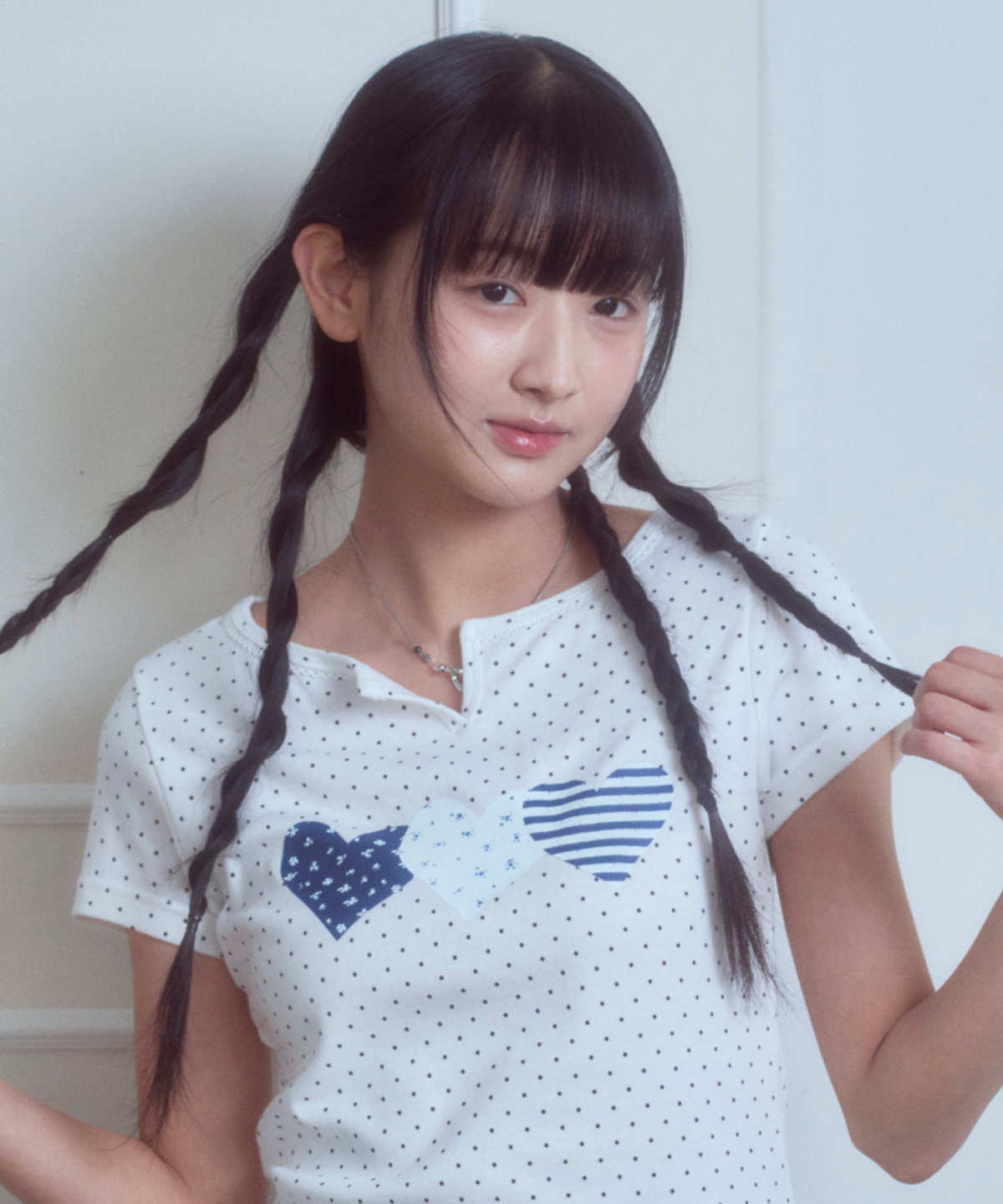 로긴 앤 로지(ROGIN N ROSIE) Race Dot Point Heart T-shirt White