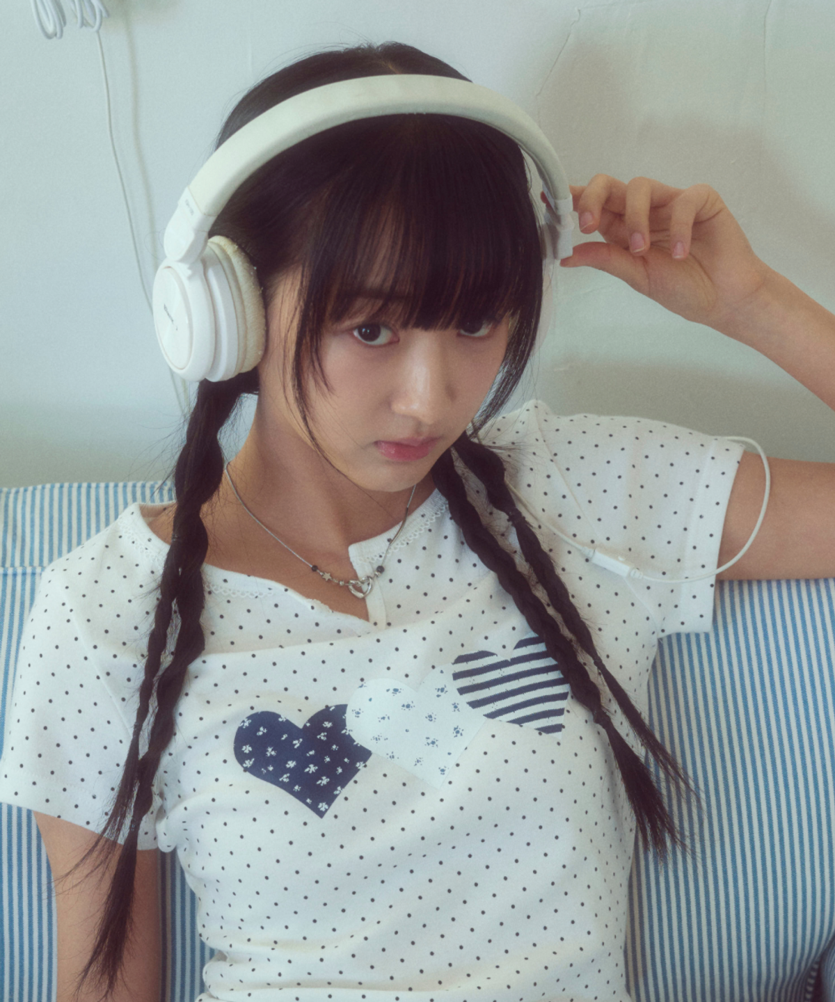 로긴 앤 로지(ROGIN N ROSIE) Race Dot Point Heart T-shirt White