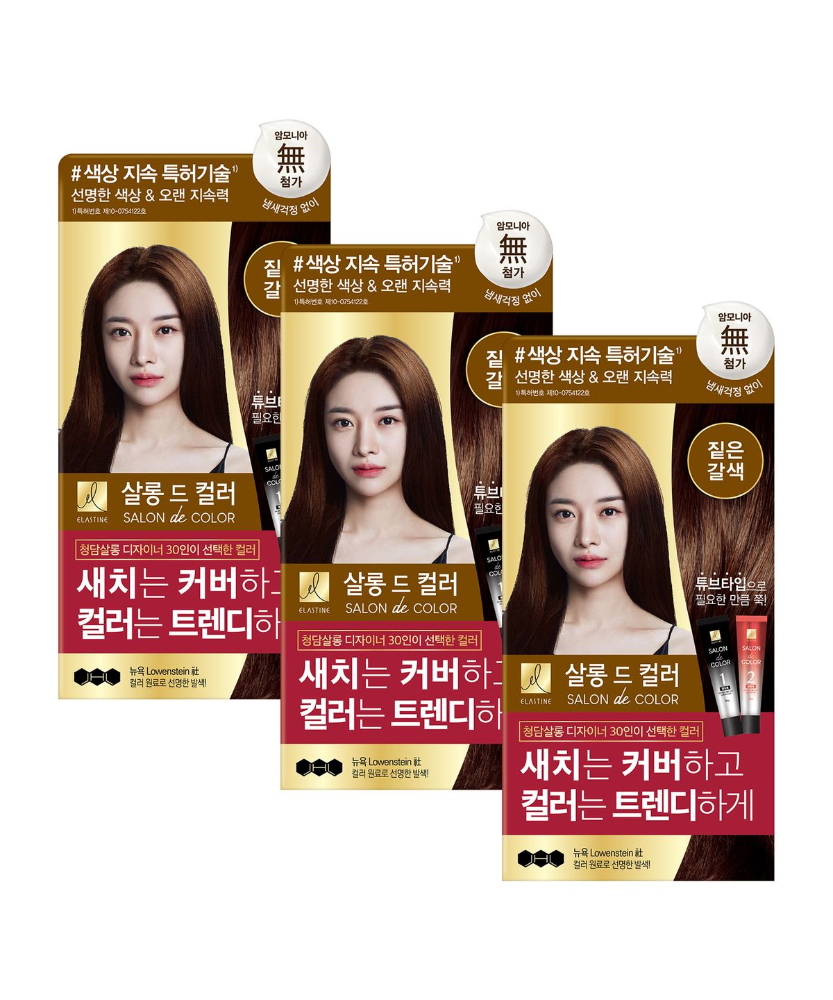 엘라스틴(ELASTINE) [옵션선택] 살롱드컬러 염색약 100g x 3개