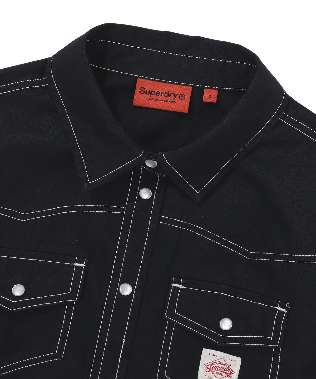 슈퍼드라이(SUPERDRY) 우먼스 컬러 스티치 웨스턴 셔츠 블랙 SDFIRAP40BLK