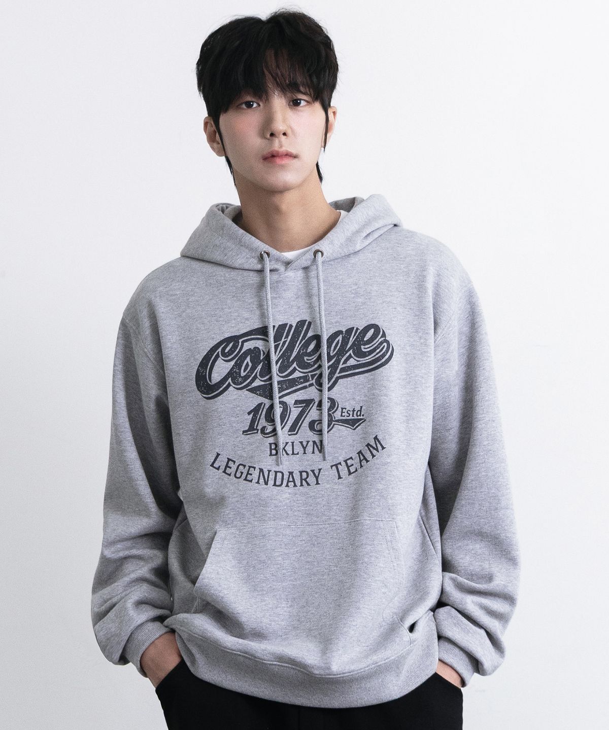 앨빈클로(ALVINCLO) College 후드티셔츠 AVH760 (3COLOR)