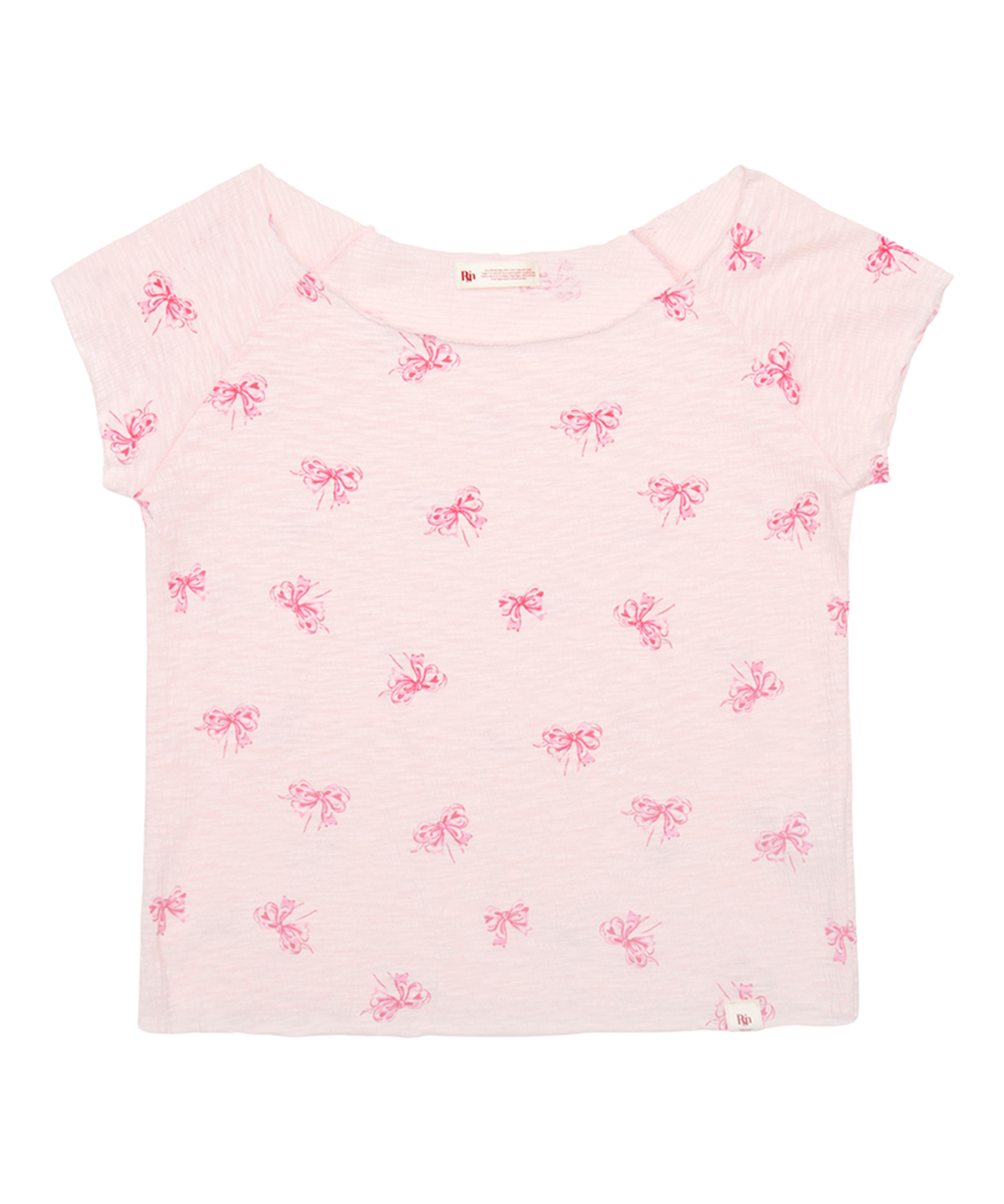 로긴 앤 로지(ROGIN N ROSIE) Ribbon Printed Round Shoulder T-shirt Pink