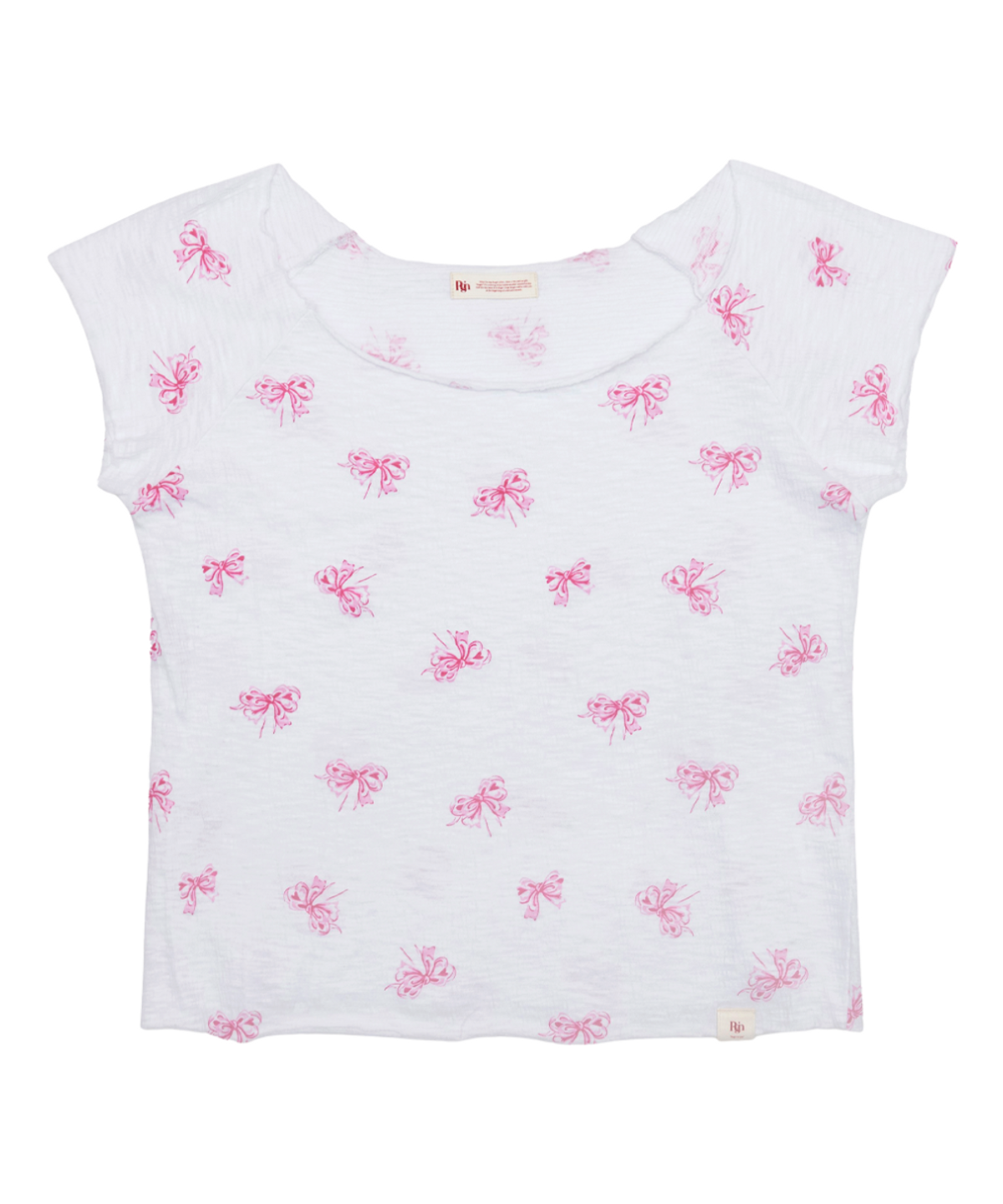 로긴 앤 로지(ROGIN N ROSIE) Ribbon Printed Round Shoulder T-shirt Ivory