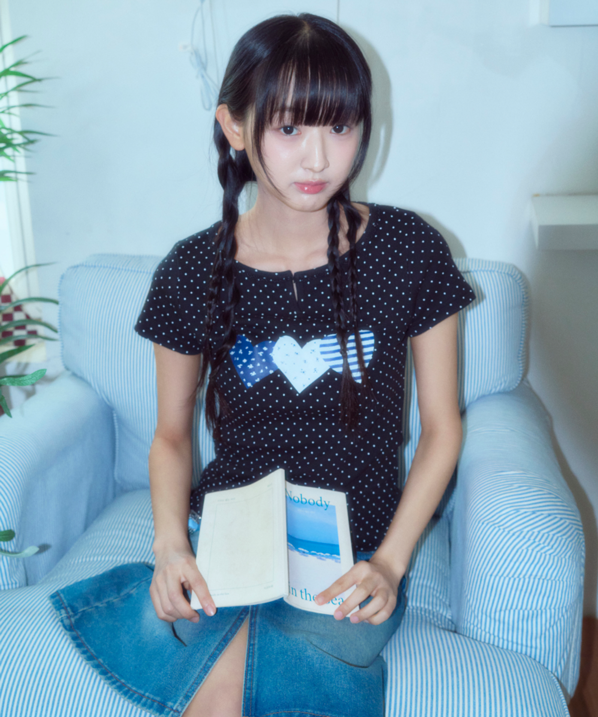 로긴 앤 로지(ROGIN N ROSIE) Race Dot Point Heart T-shirt Black