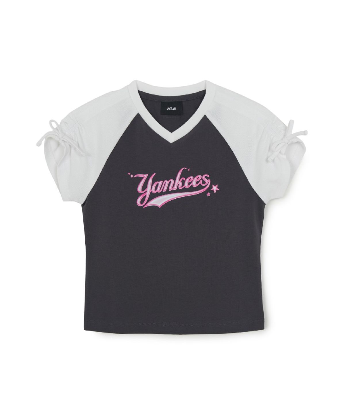 엠엘비 키즈(MLB KIDS) 스트릿 걸즈 리본 티셔츠 NY (Charcoal Grey)