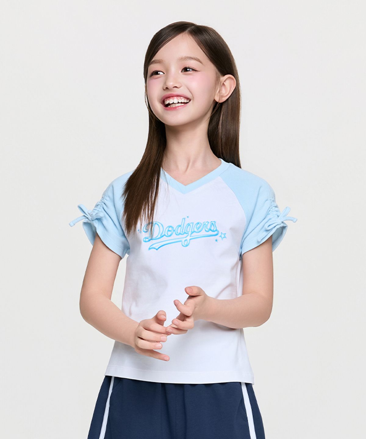 엠엘비 키즈(MLB KIDS) 스트릿 걸즈 리본 티셔츠 LA (White)