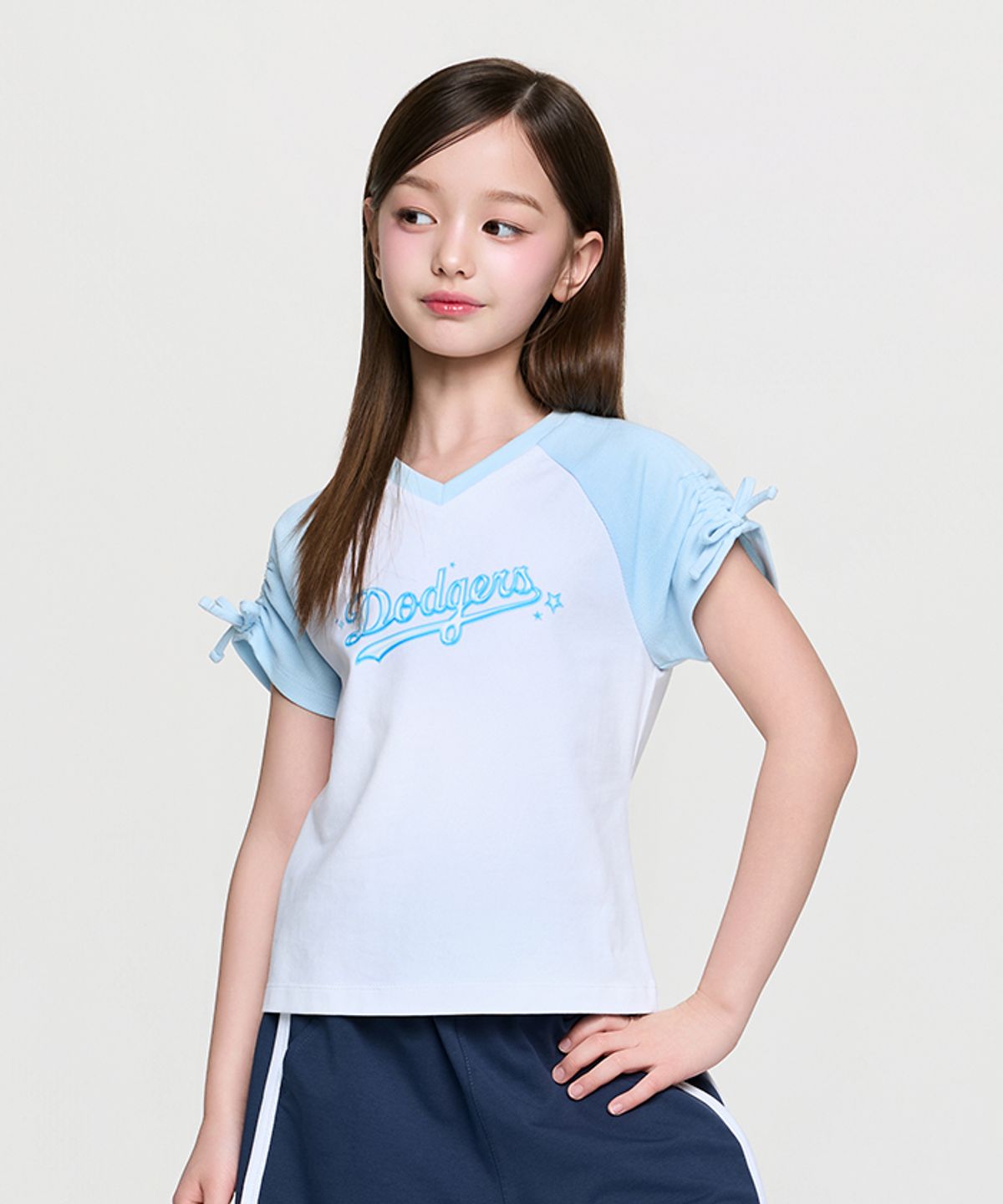 엠엘비 키즈(MLB KIDS) 스트릿 걸즈 리본 티셔츠 LA (White)