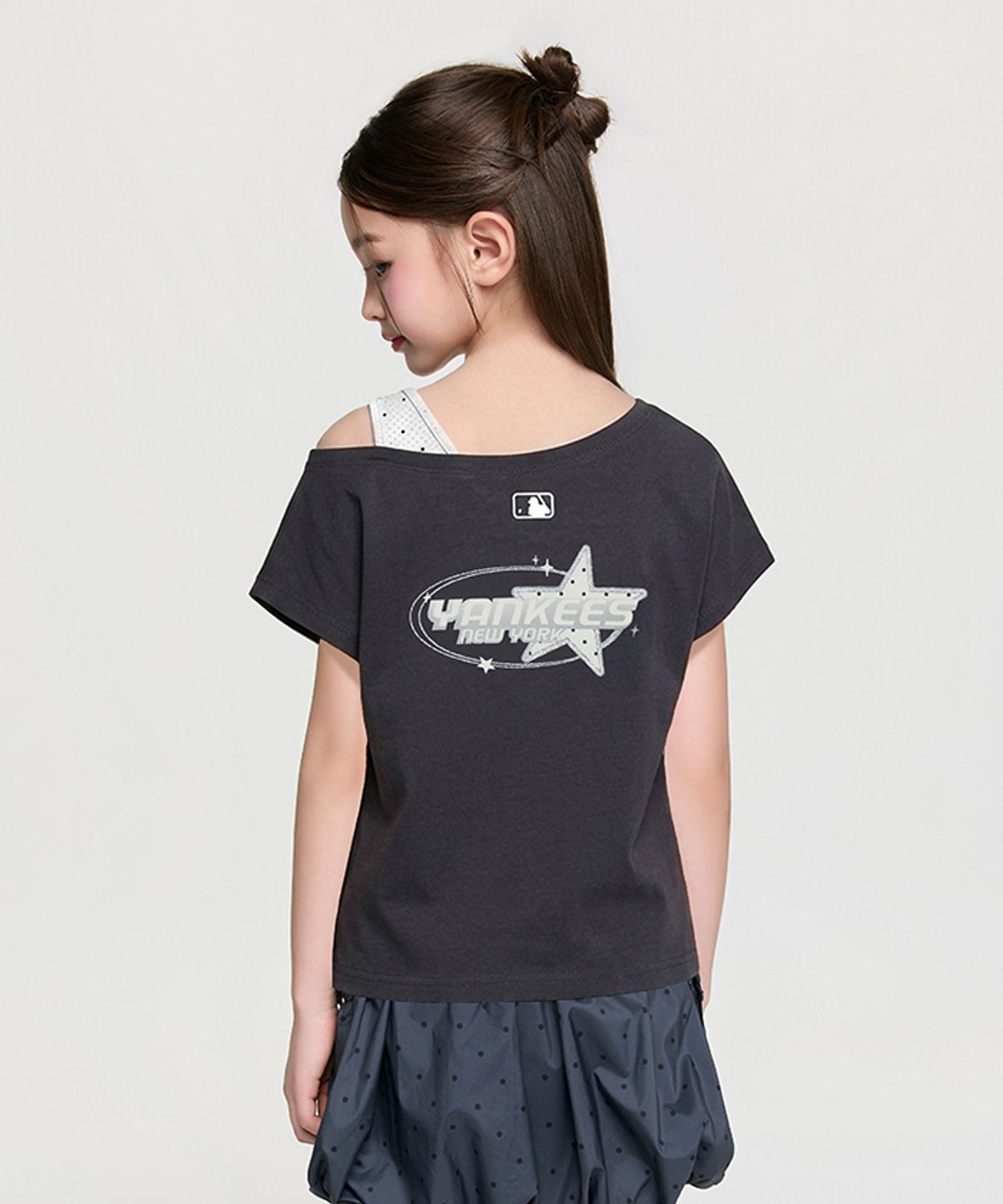 엠엘비 키즈(MLB KIDS) 스트릿 걸즈 나시 레이어드 티셔츠 NY (Charcoal Grey)