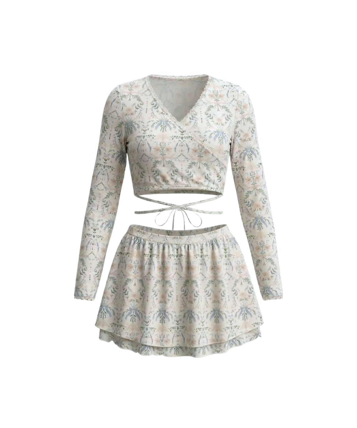 비키니밴더(VIKINI VENDER) Rococo Garden 롱슬리브 비키니 스커트 Set 3pcs