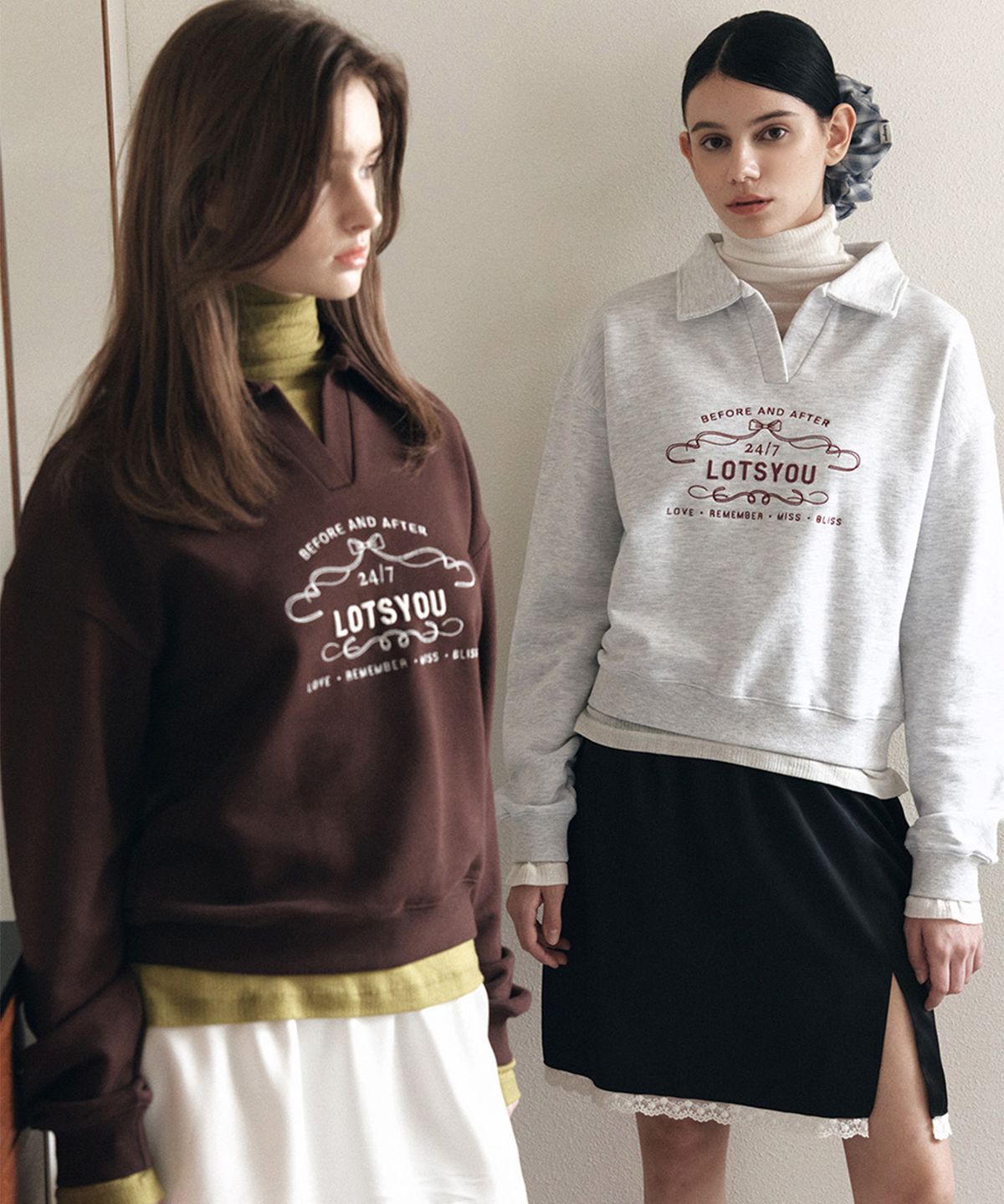 라츠유(LOTSYOU) LOTSYOU_Classic Polo Sweat Shirt Brown