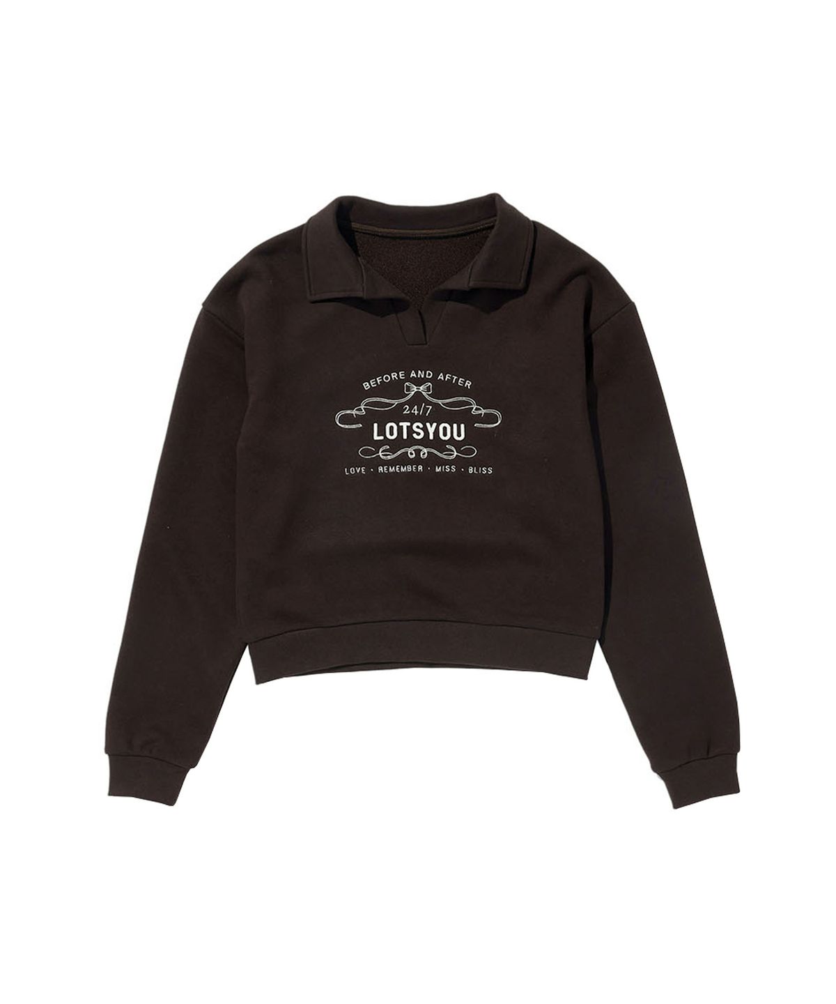 라츠유(LOTSYOU) LOTSYOU_Classic Polo Sweat Shirt Brown