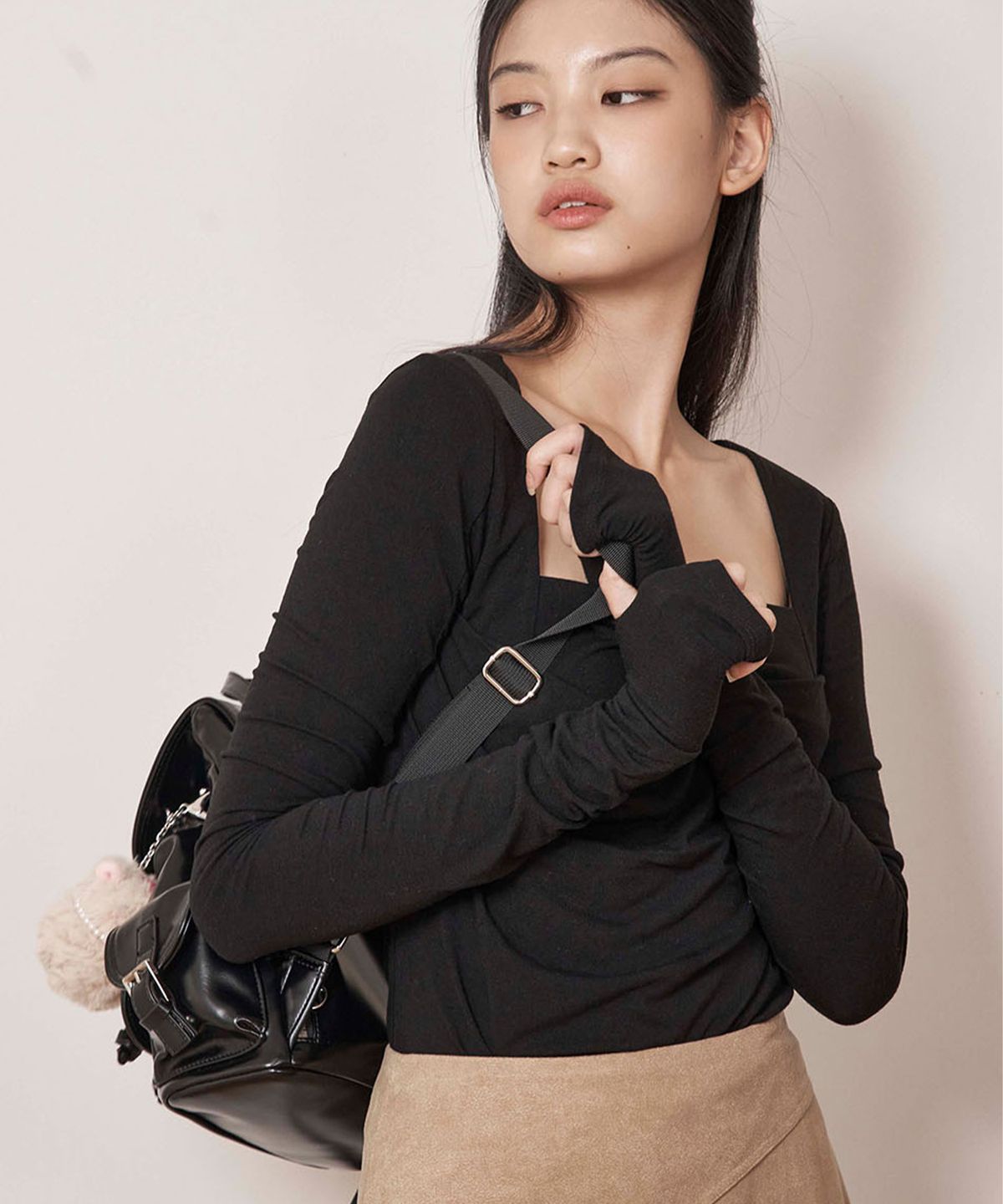 라츠유(LOTSYOU) Kate Moss Drapery Top Black