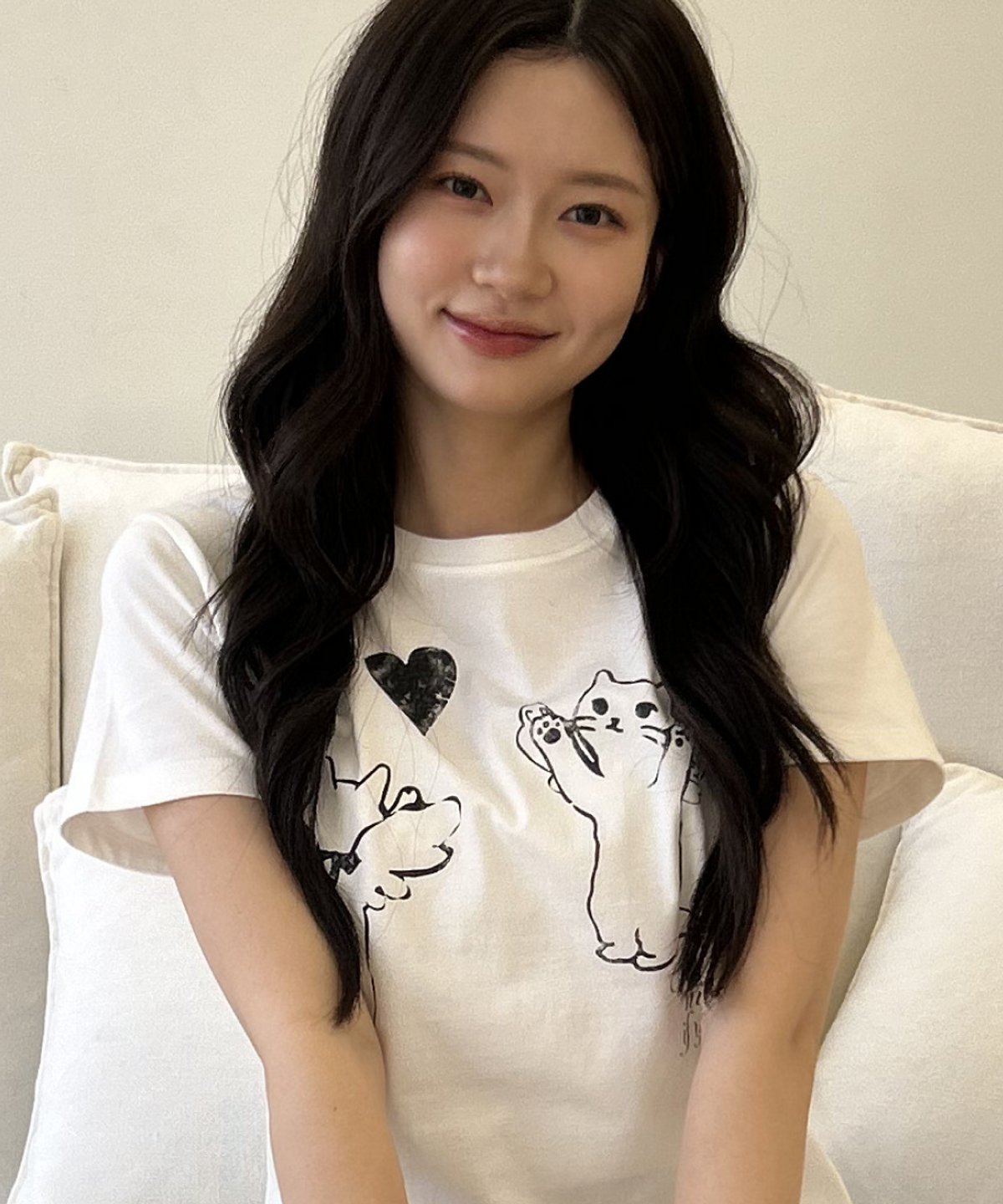 로긴 앤 로지(ROGIN N ROSIE) Love Cat Printed T-shirt White