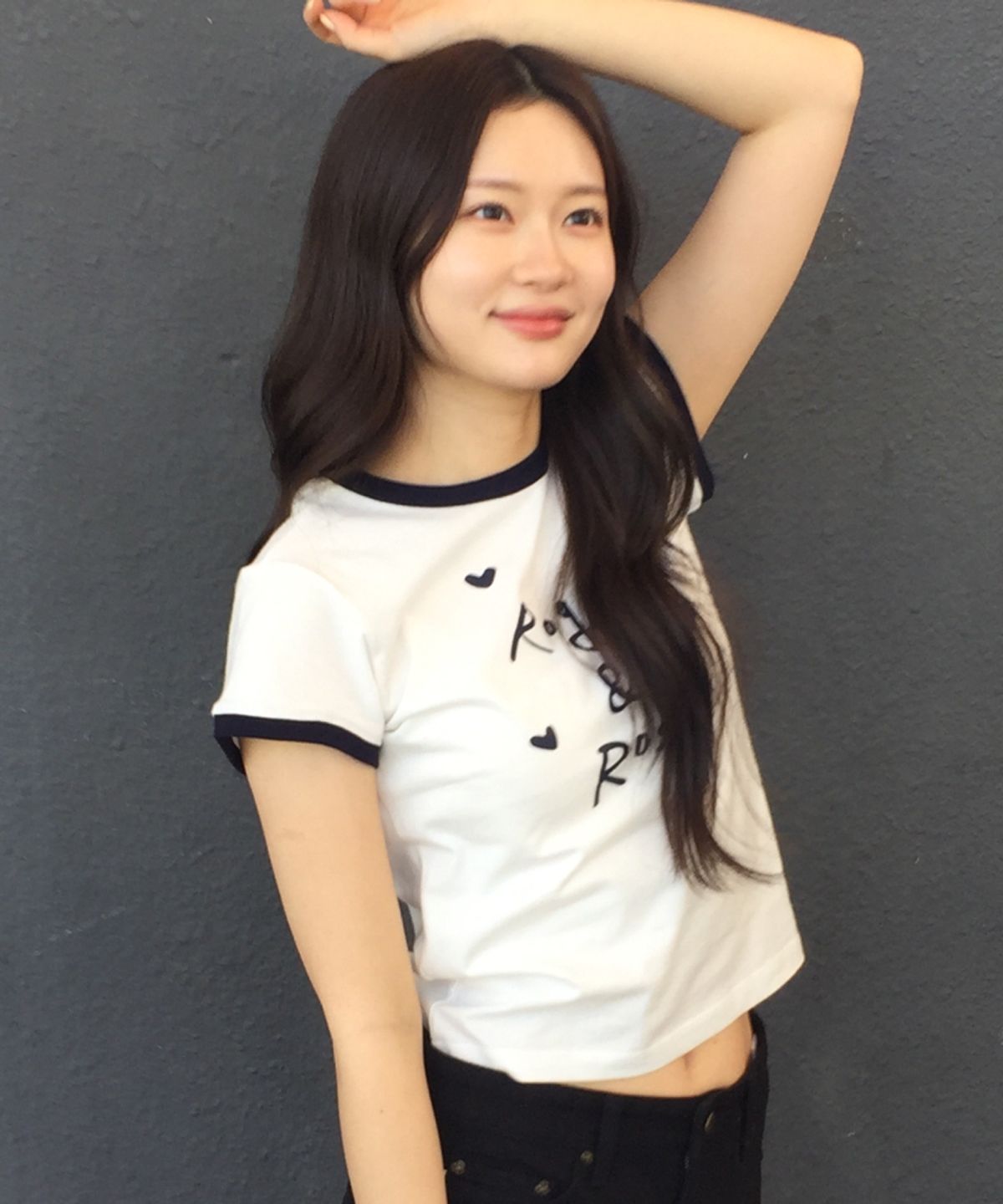 로긴 앤 로지(ROGIN N ROSIE) Rogin N Rosie Lettering Ringer T-shirt White